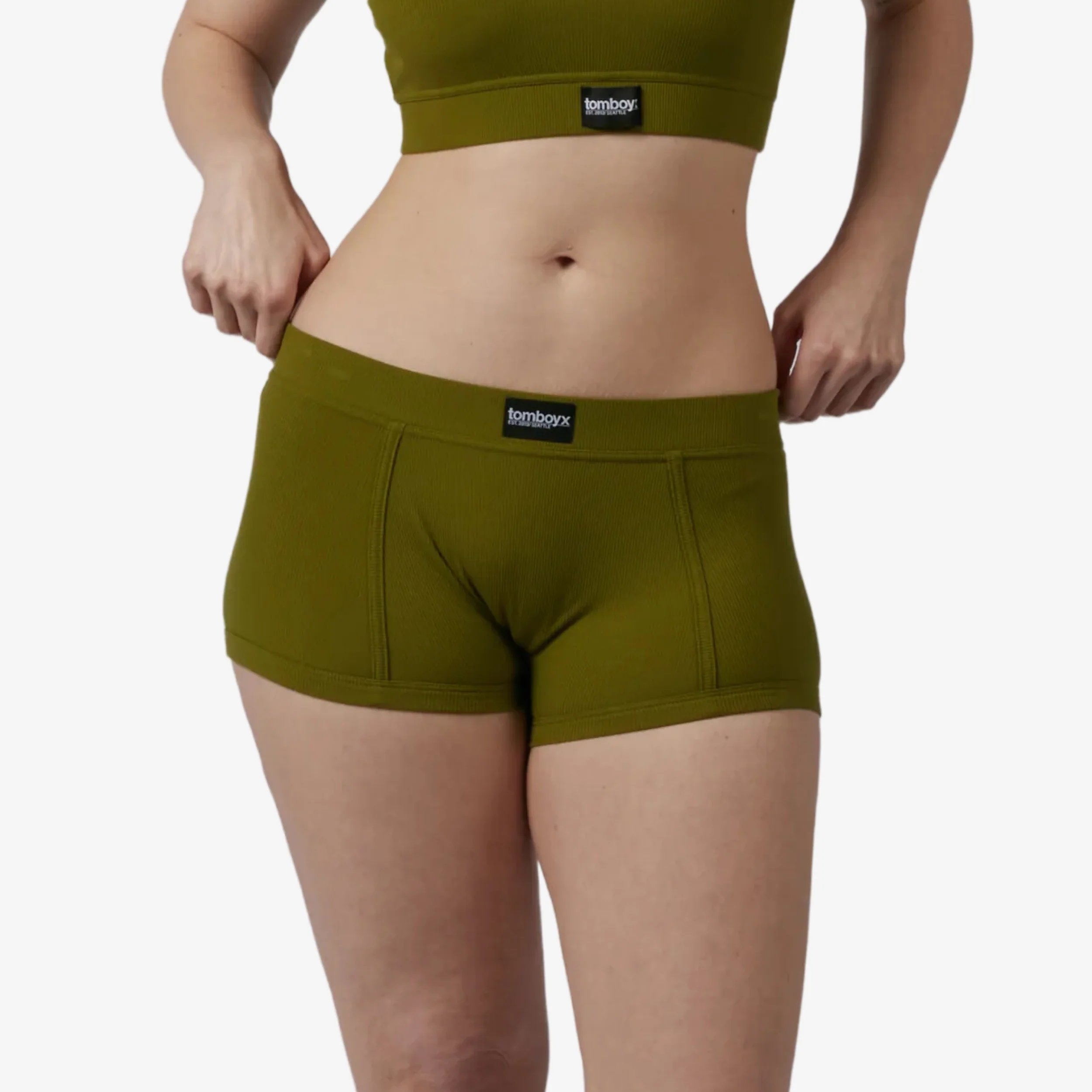 Bamboo Rib Boy Shorts - Avocado - Image 3