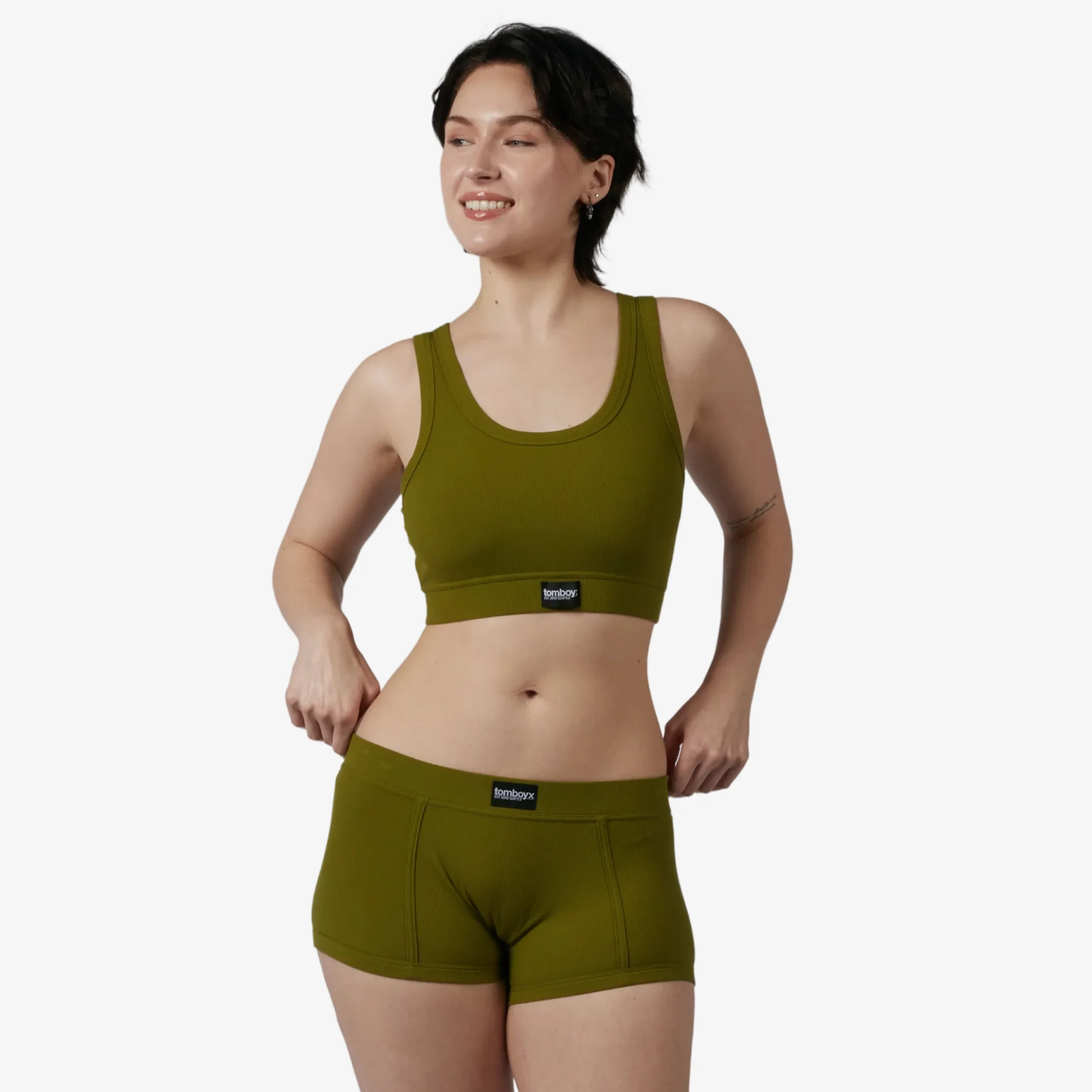 Bamboo Rib Boy Shorts - Avocado - Image 4