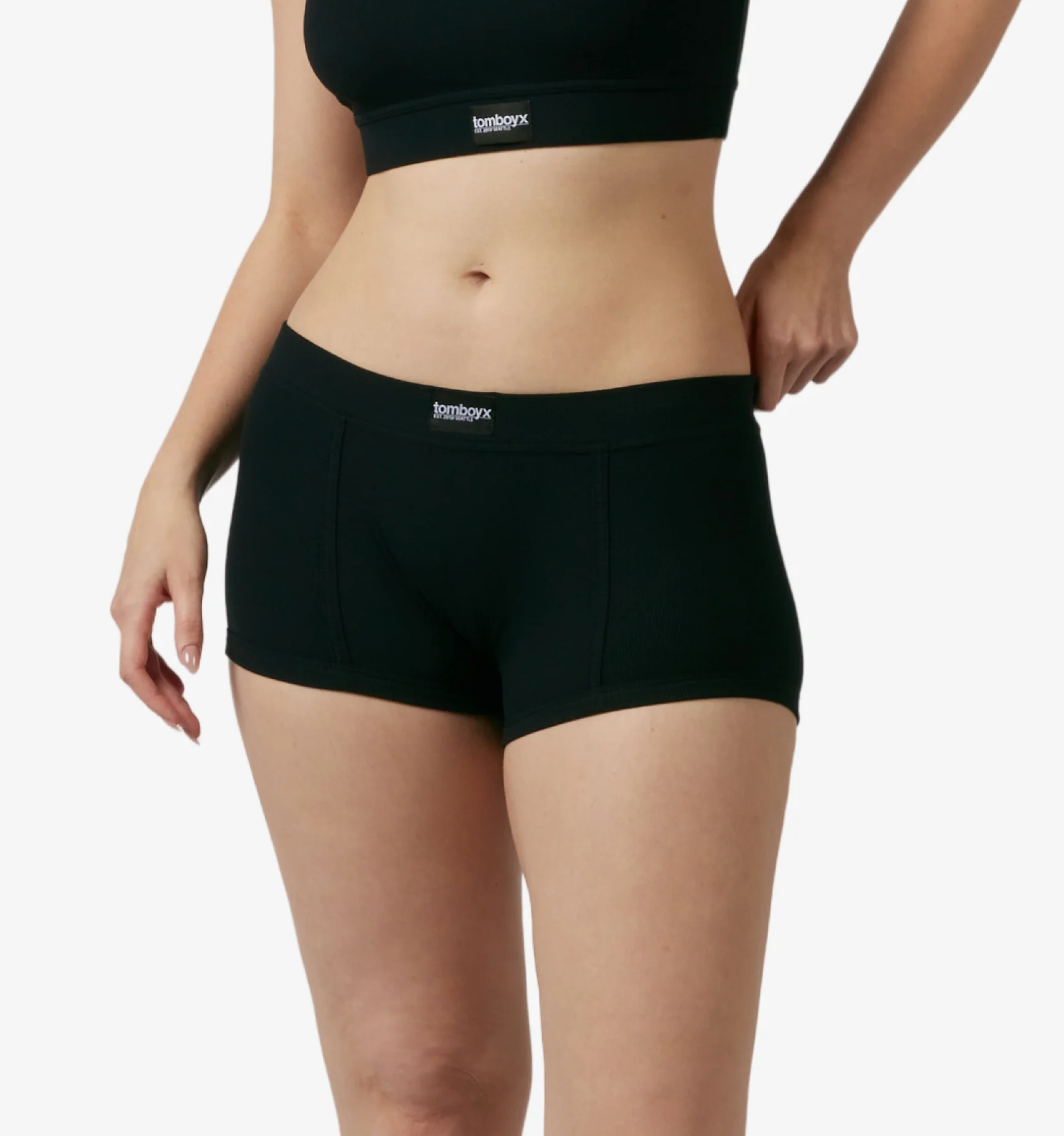 Bamboo Rib Boy Shorts - Black - Image 3