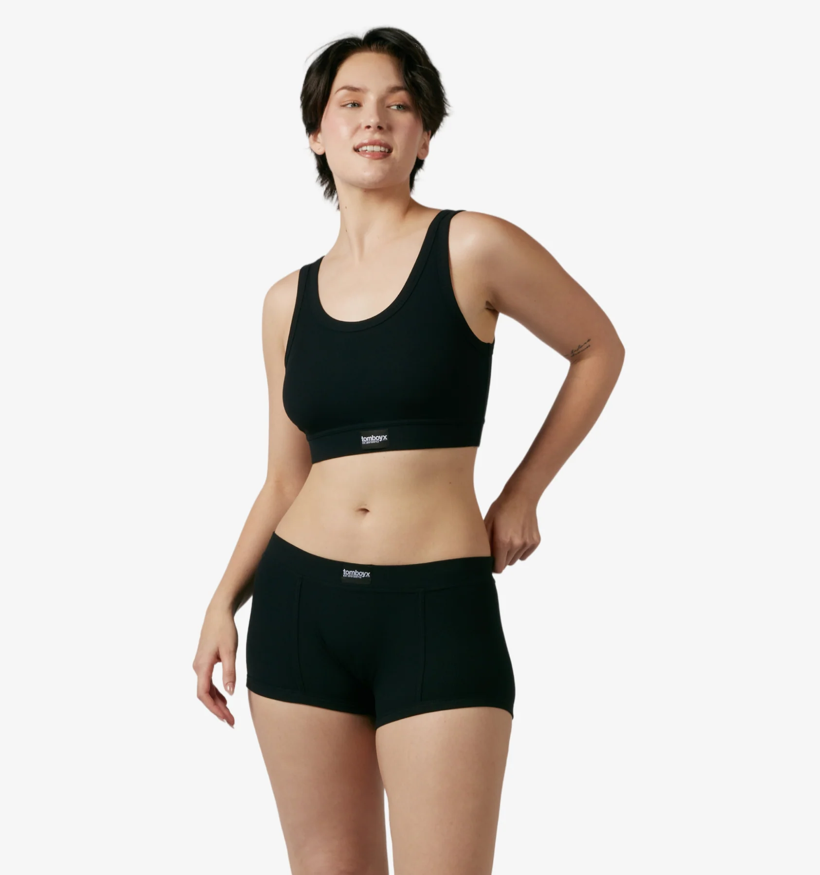 Bamboo Rib Boy Shorts - Black - Image 4