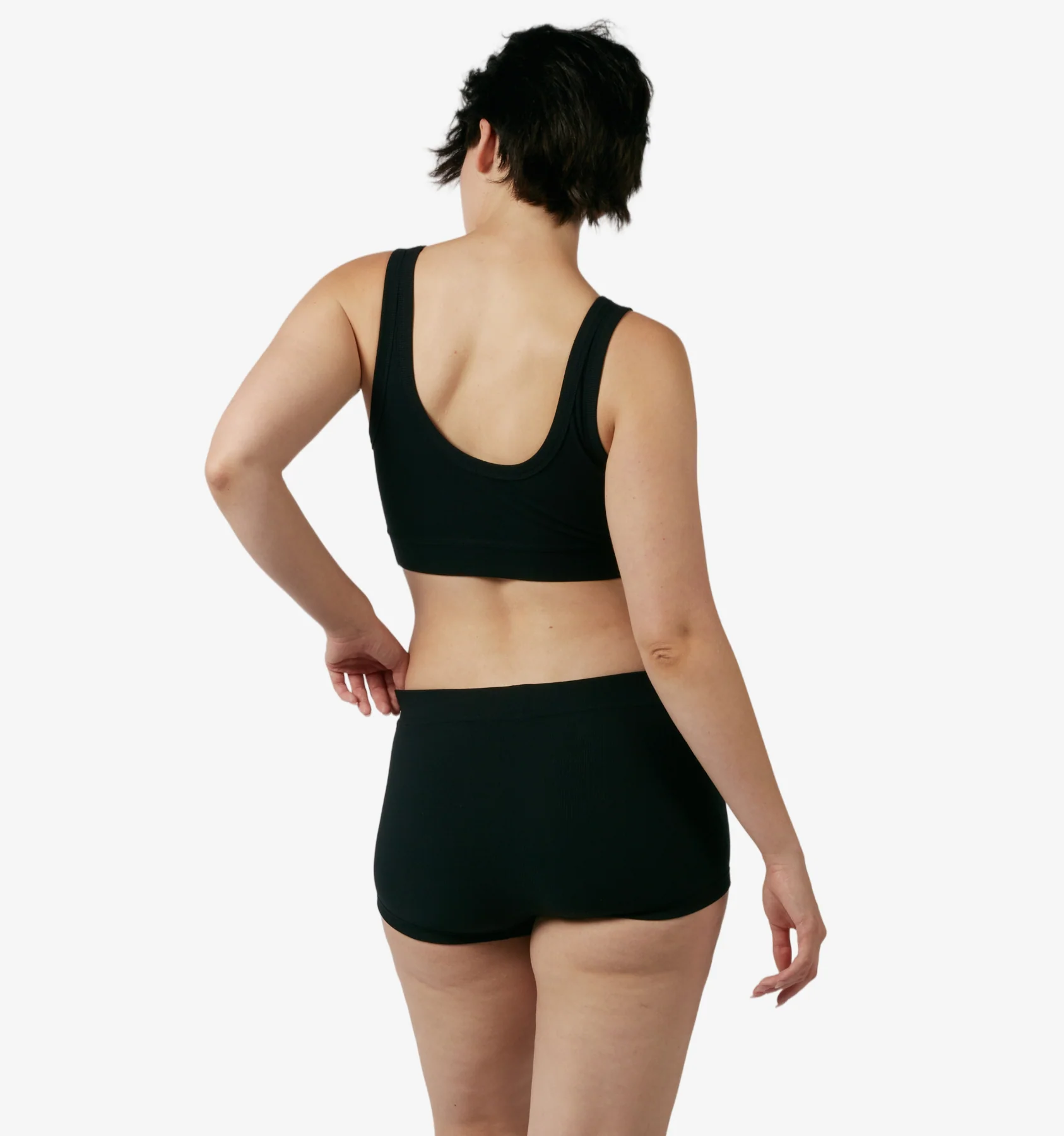 Bamboo Rib Boy Shorts - Black - Image 5