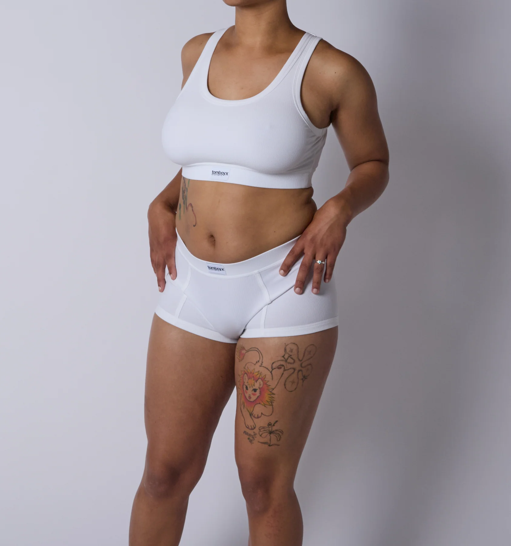 Bamboo Rib Boy Shorts - Bright White - Image 3