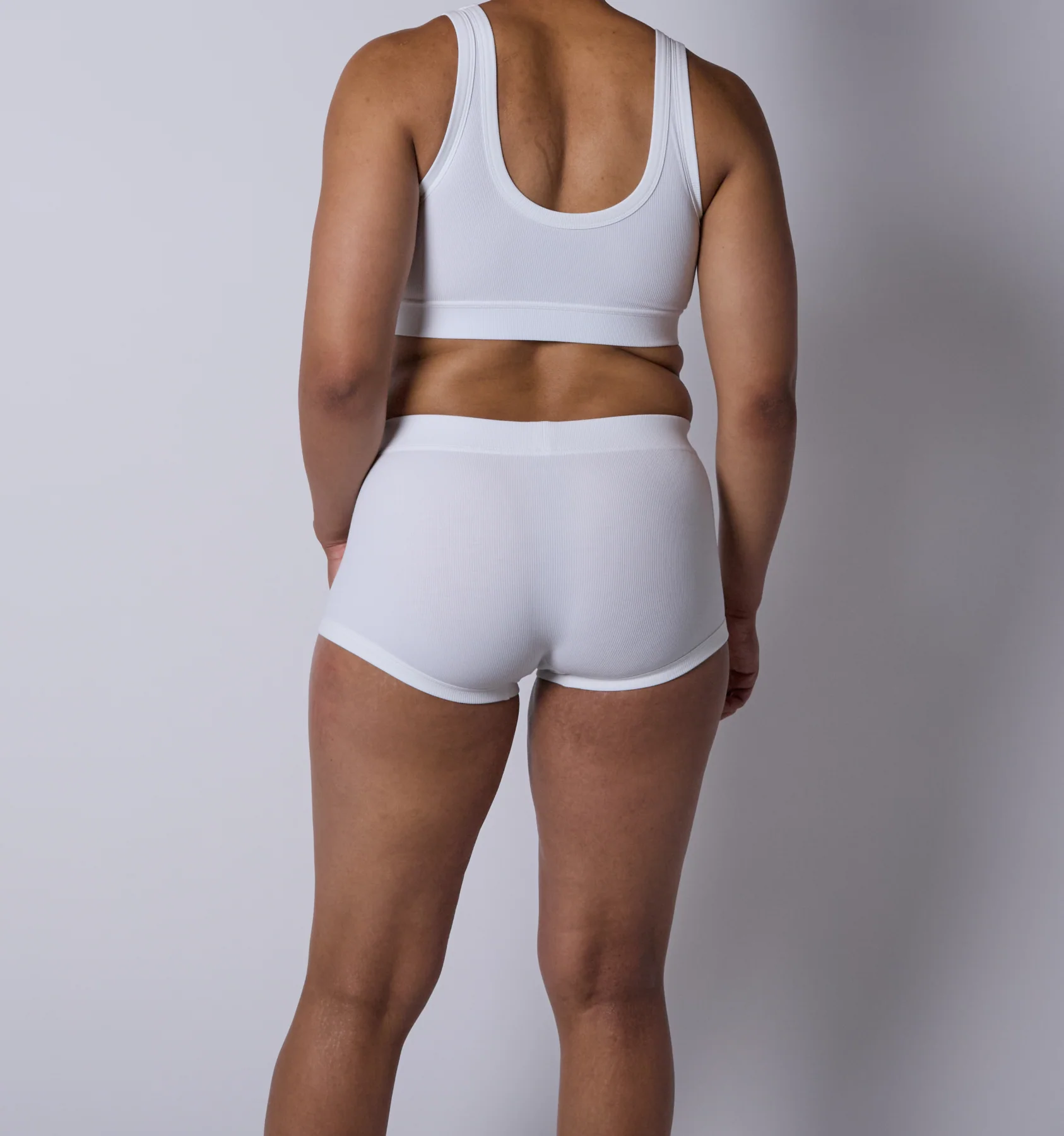 Bamboo Rib Boy Shorts - Bright White - Image 4