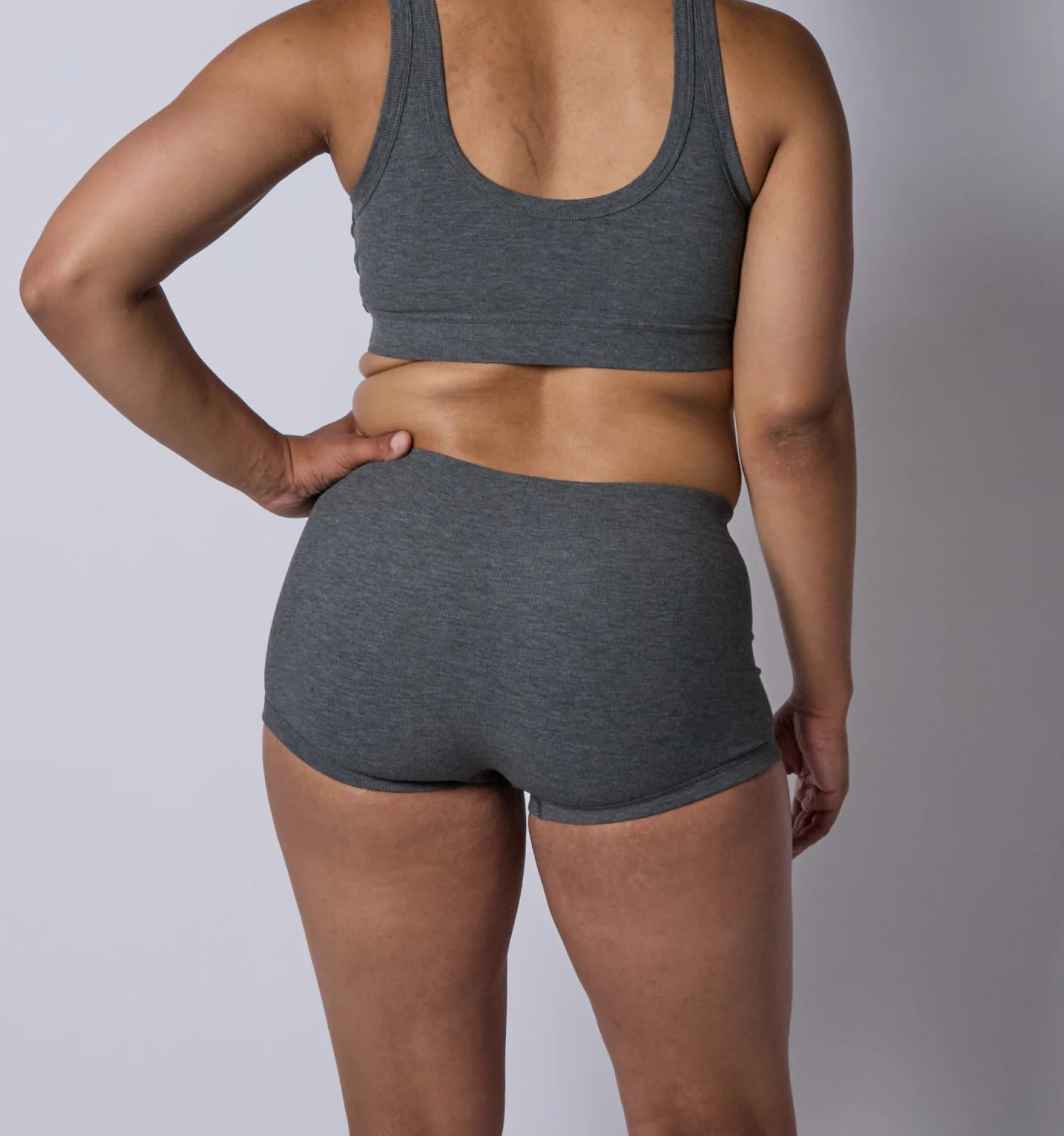 Bamboo Rib Boy Shorts - Heather Gray - Image 4