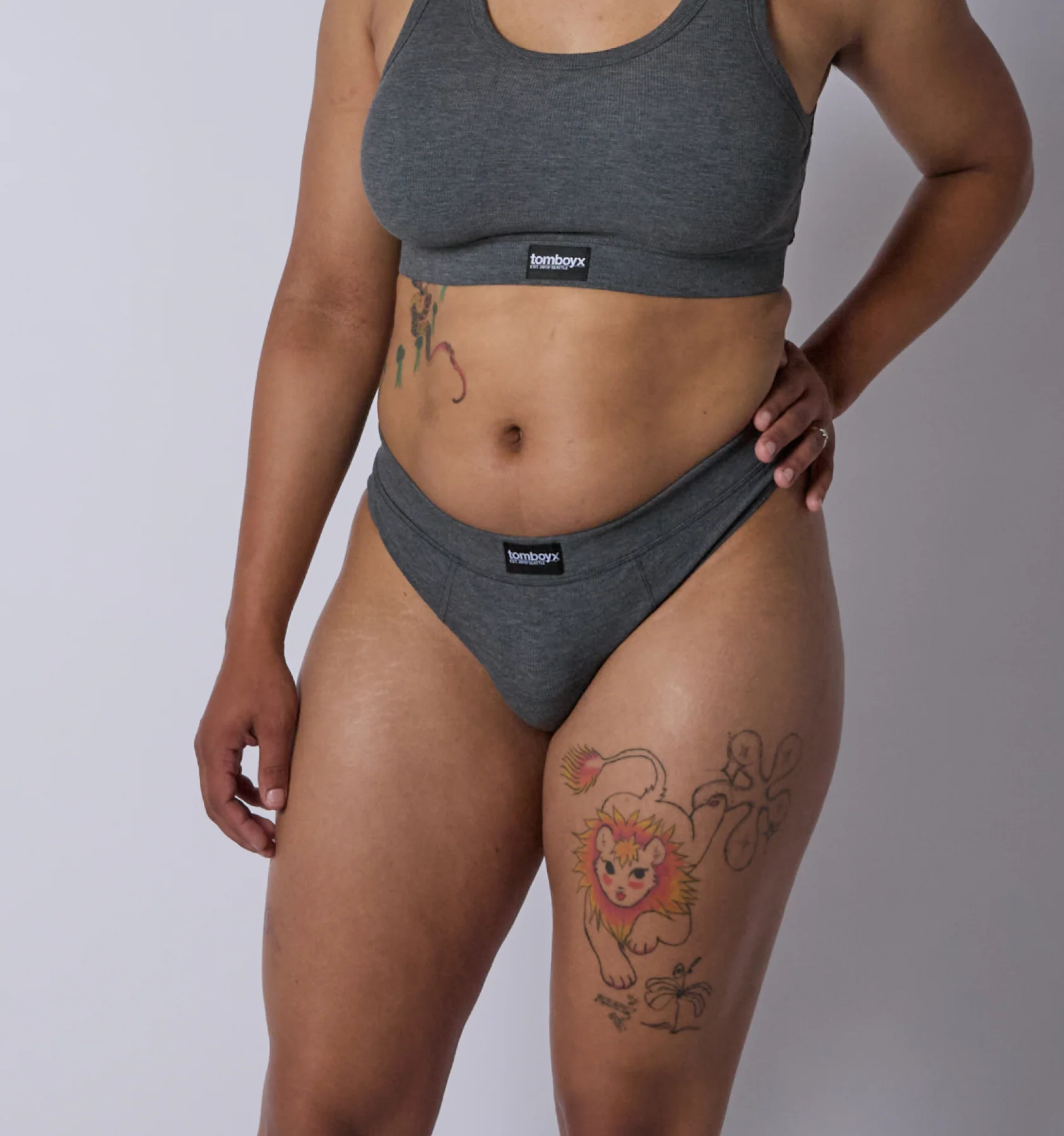 Bamboo Rib Cheeky - Heather Gray - Image 3