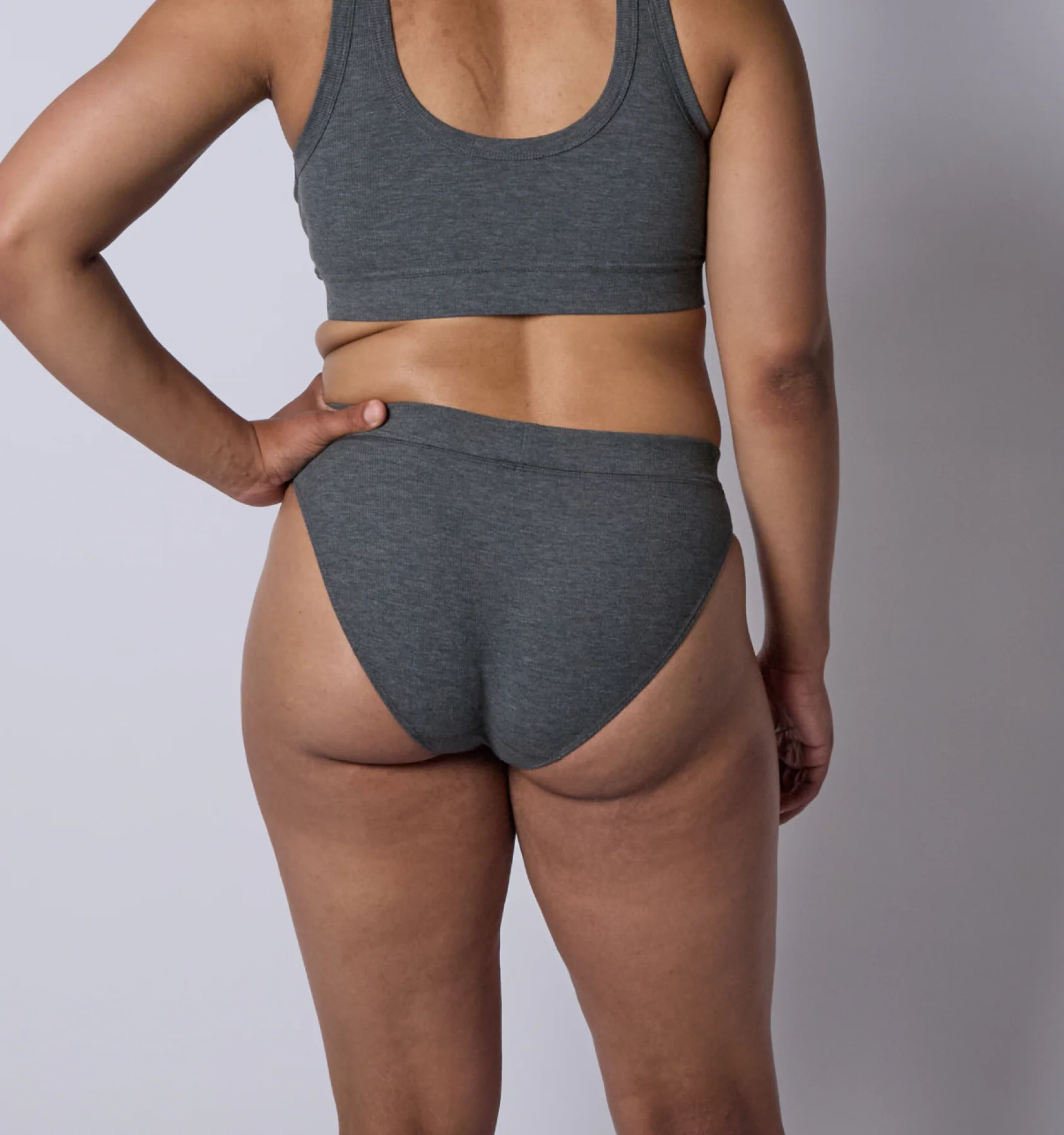Bamboo Rib Cheeky - Heather Gray - Image 4