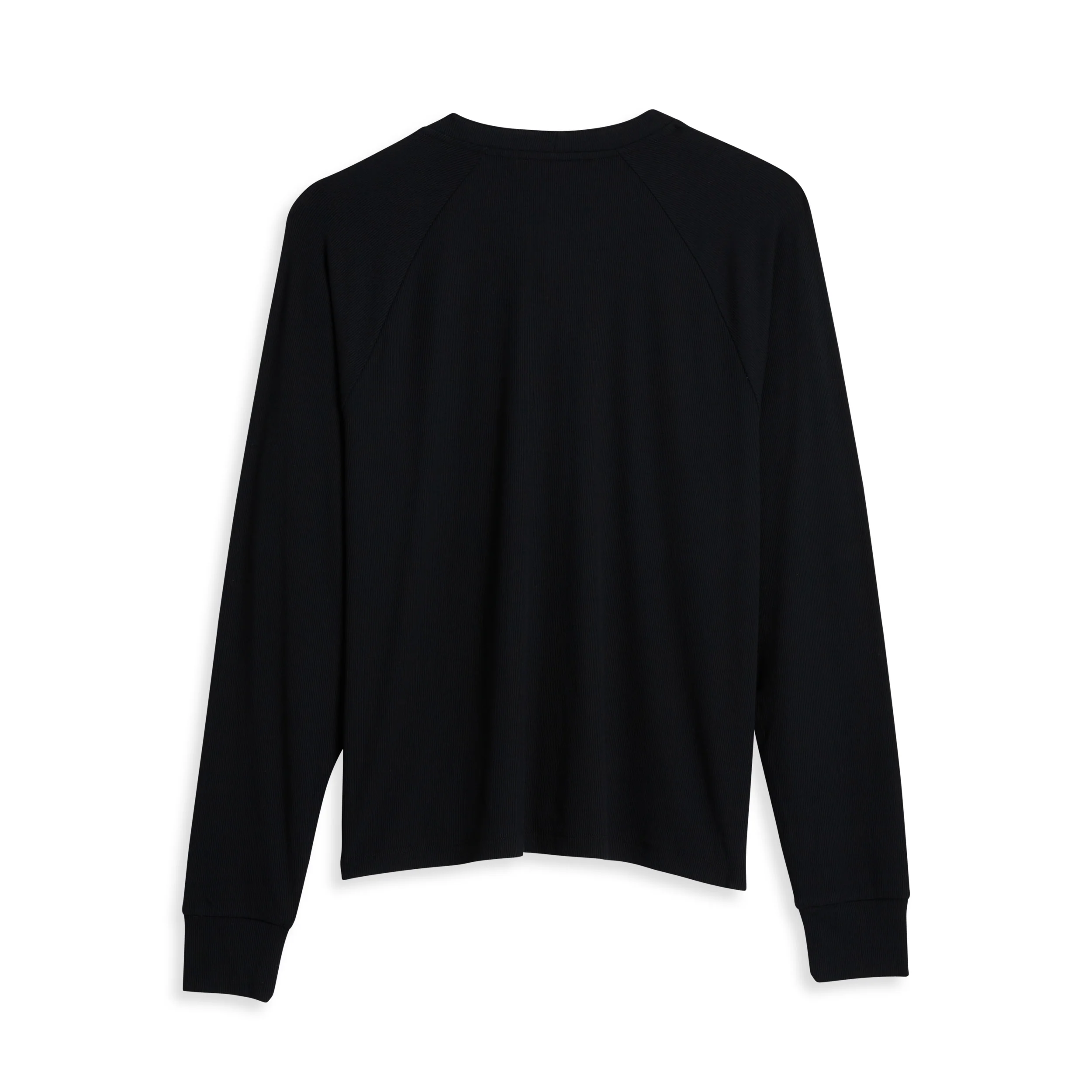 Bamboo Rib Long Sleeve Henley - Black - Image 3
