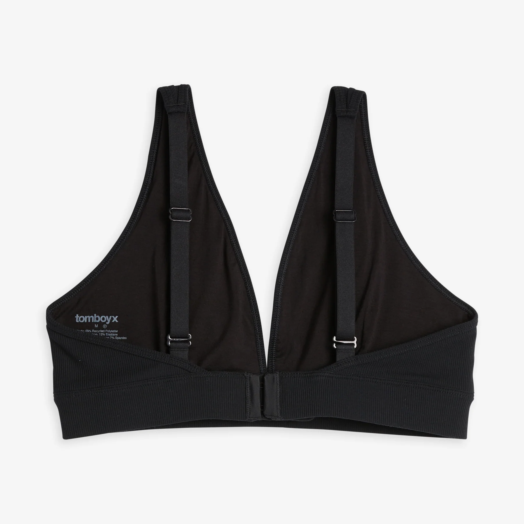 Bamboo Rib Plunge Bra - Black - Image 3