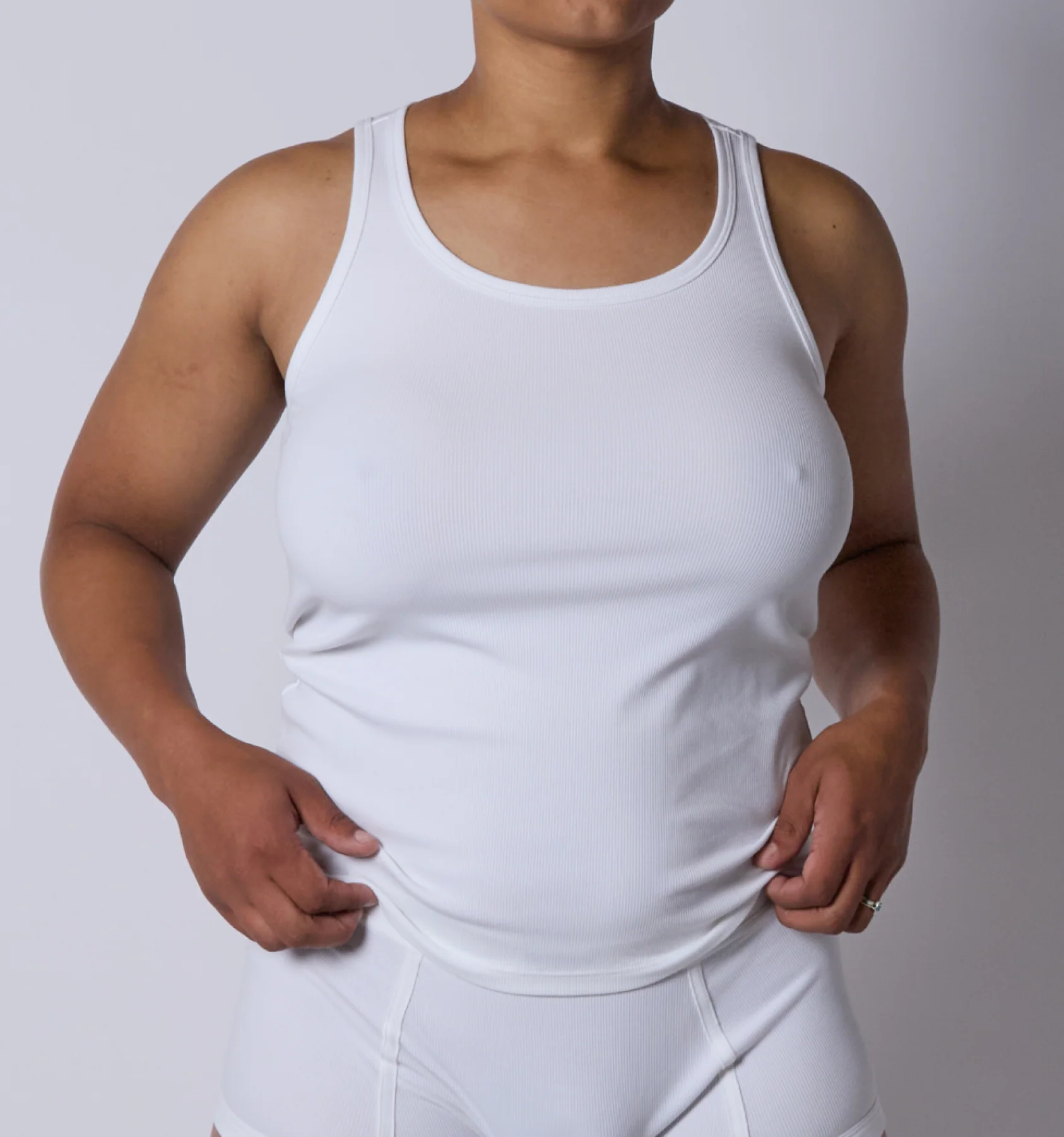 Bamboo Rib Power Tank - Bright White - Image 4