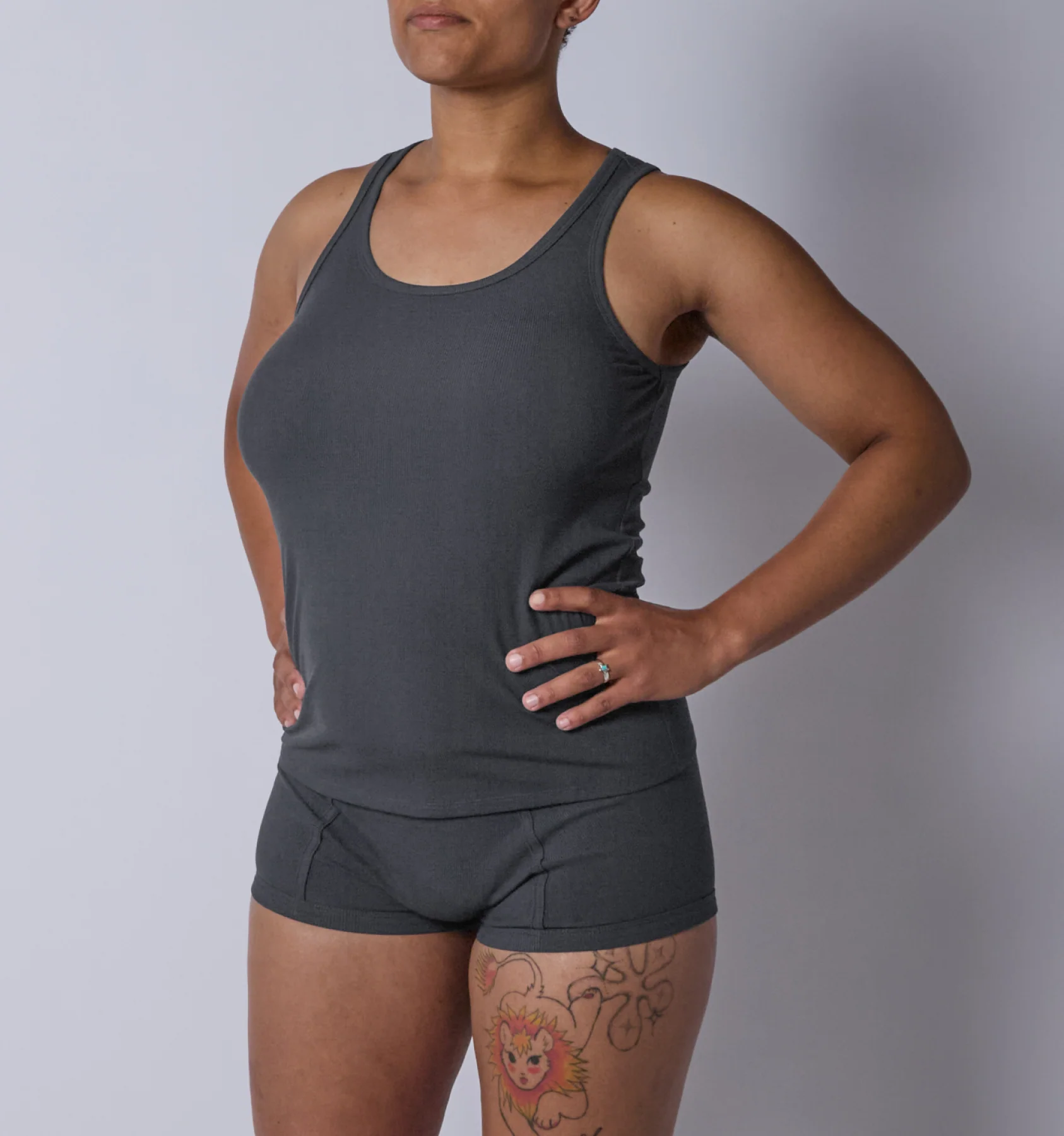 Bamboo Rib Power Tank - Heather Gray - Image 4