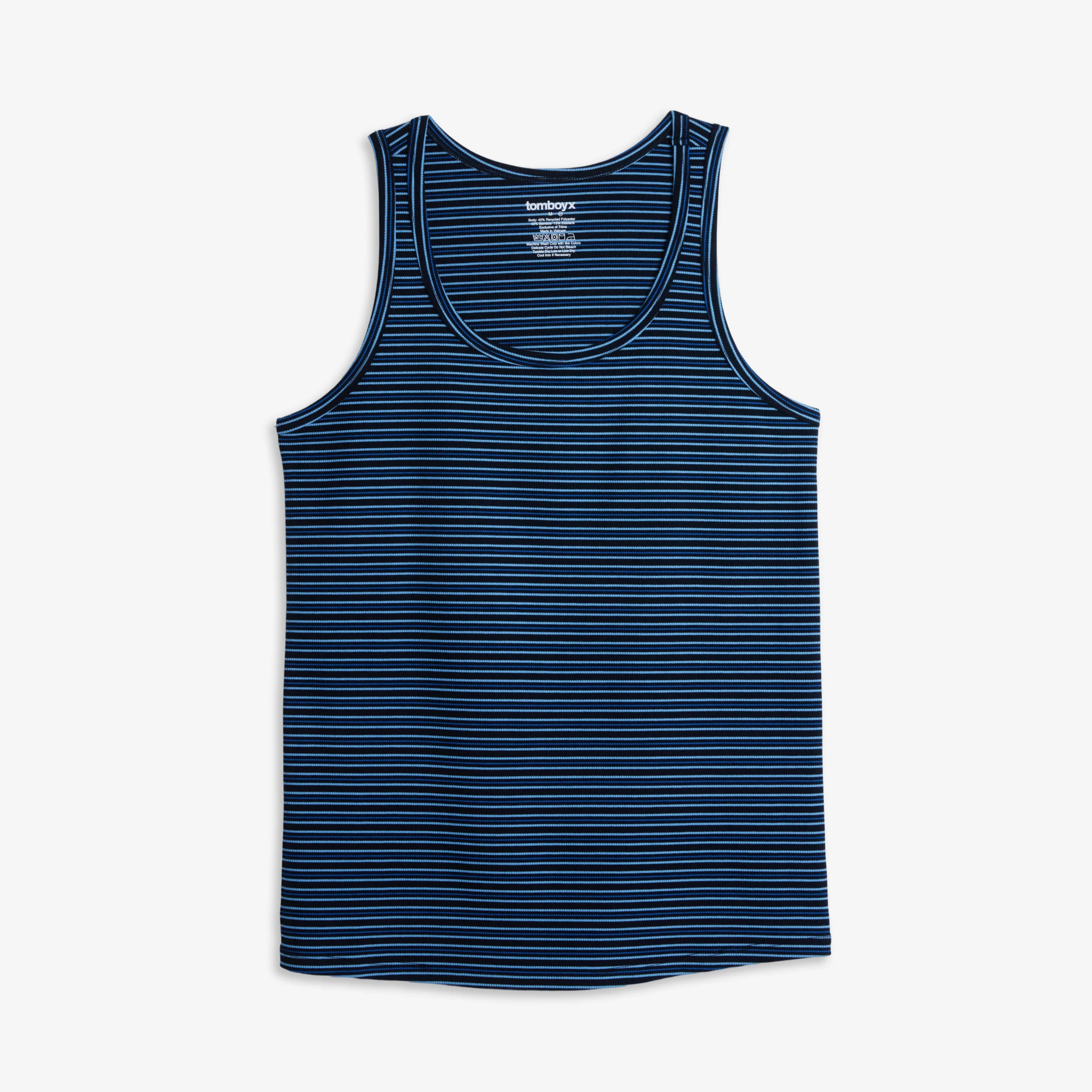 Bamboo Rib Power Tank - Ink Blue Stripe