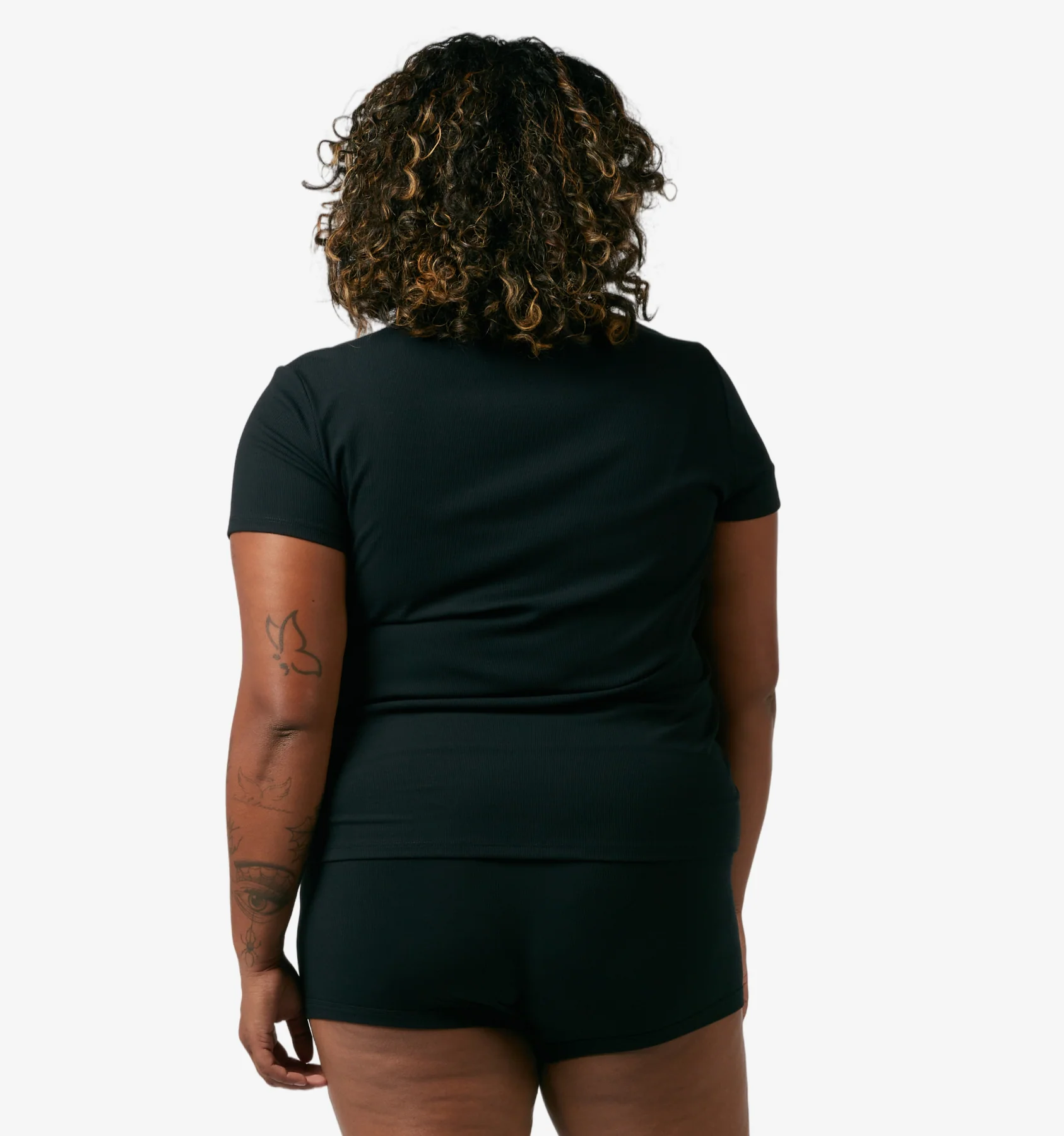Bamboo Rib Short Sleeve Tee - Black - Image 5