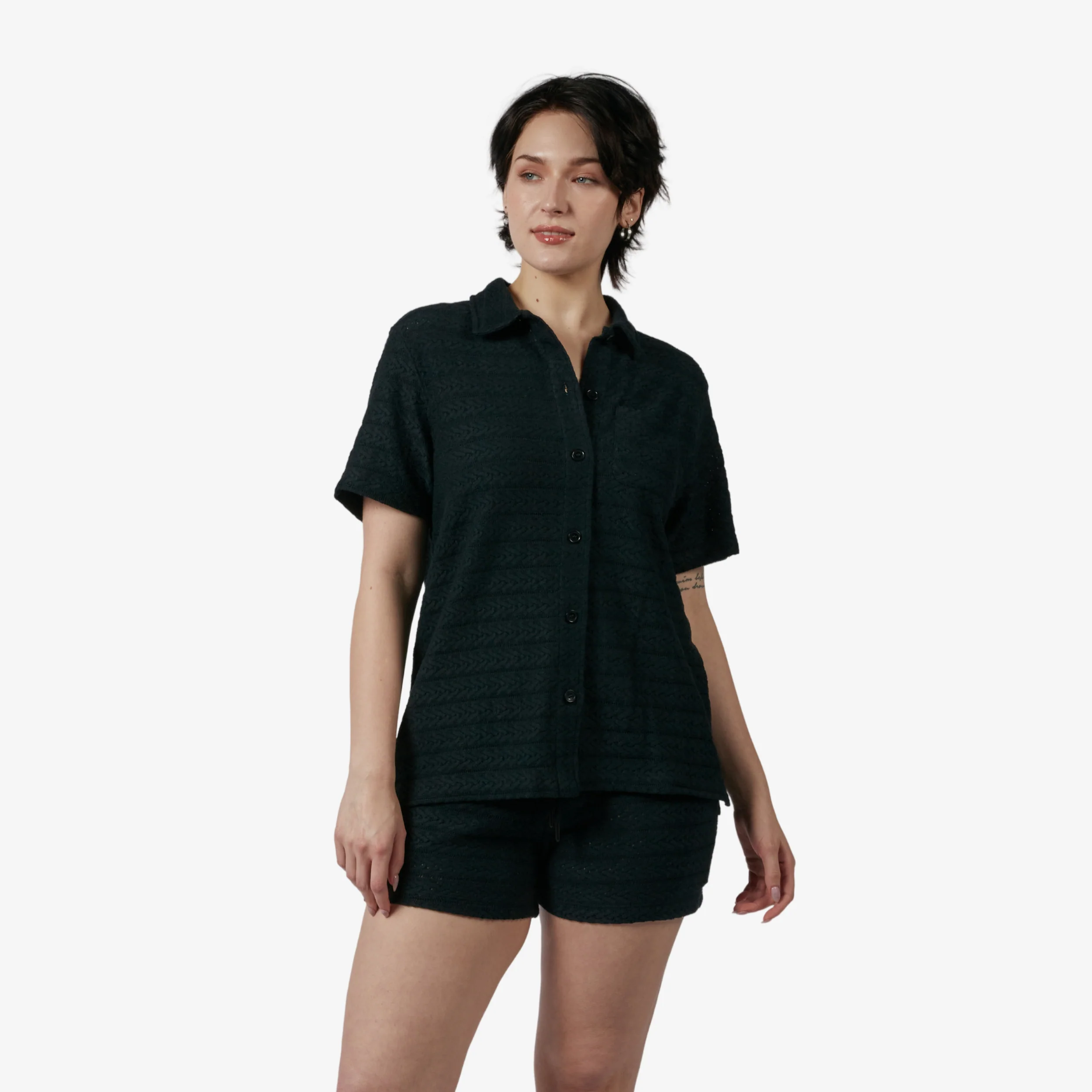 Crochet Cabana Shirt - Black - Image 4