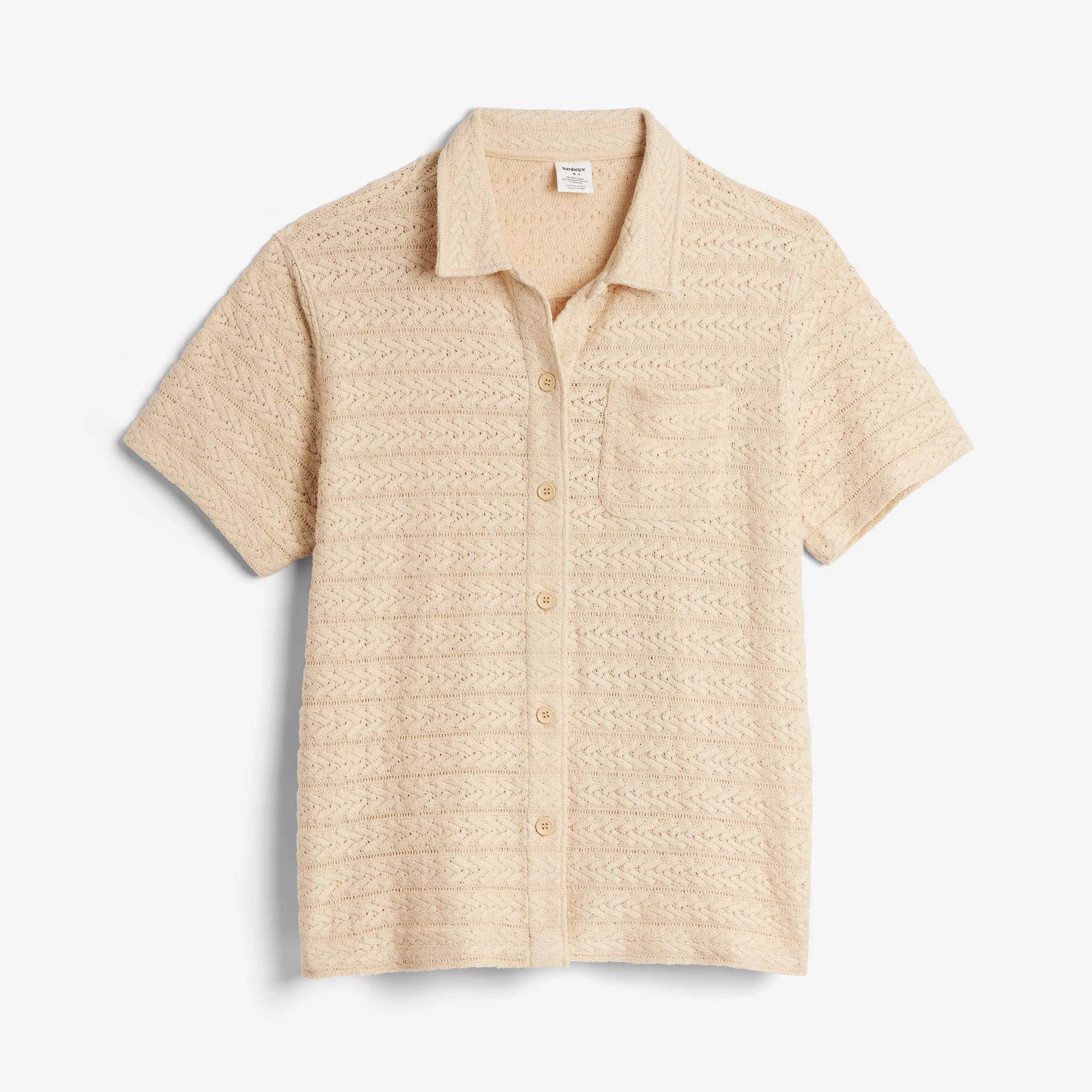Crochet Cabana Shirt - Sandshell