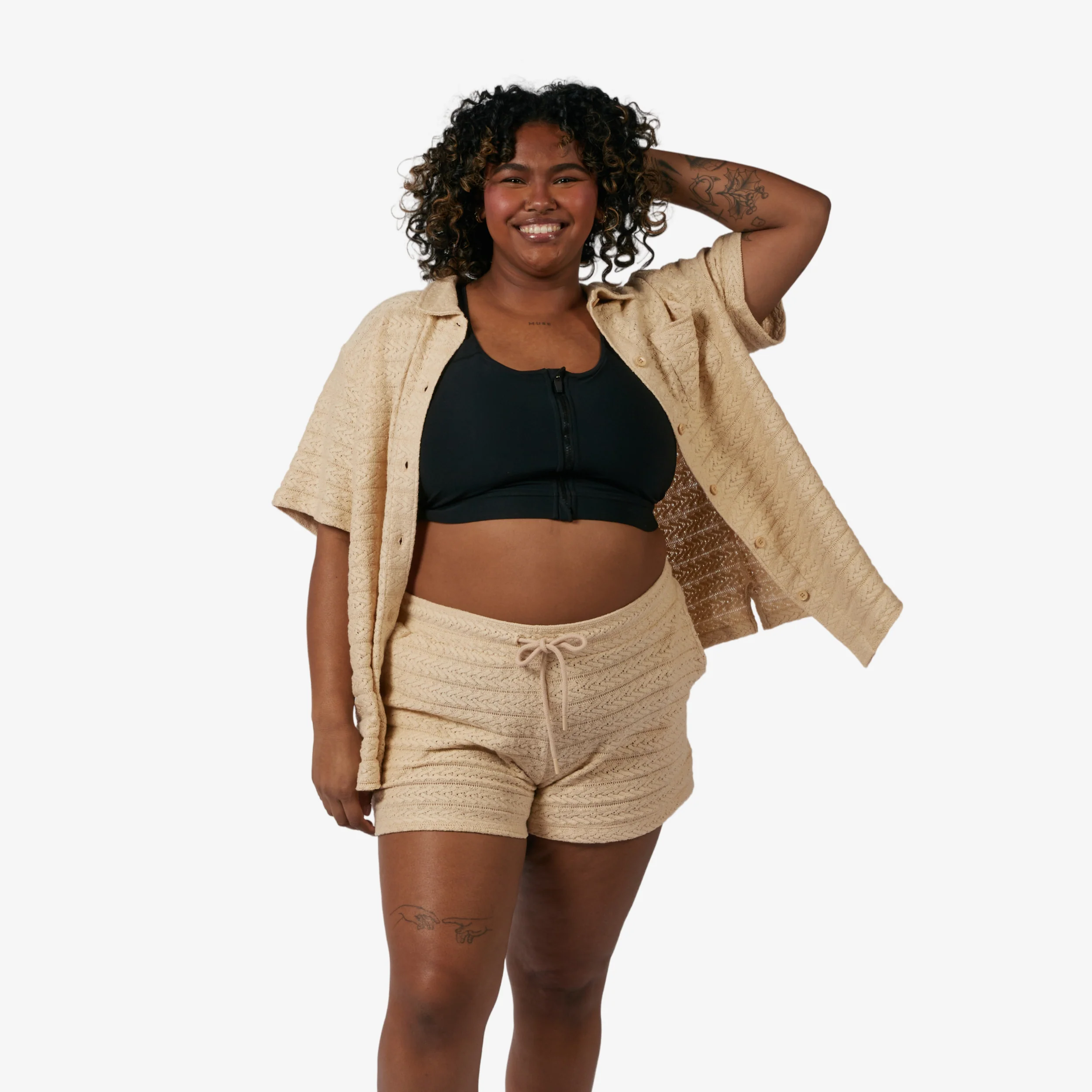 Crochet Cabana Shirt - Sandshell - Image 5