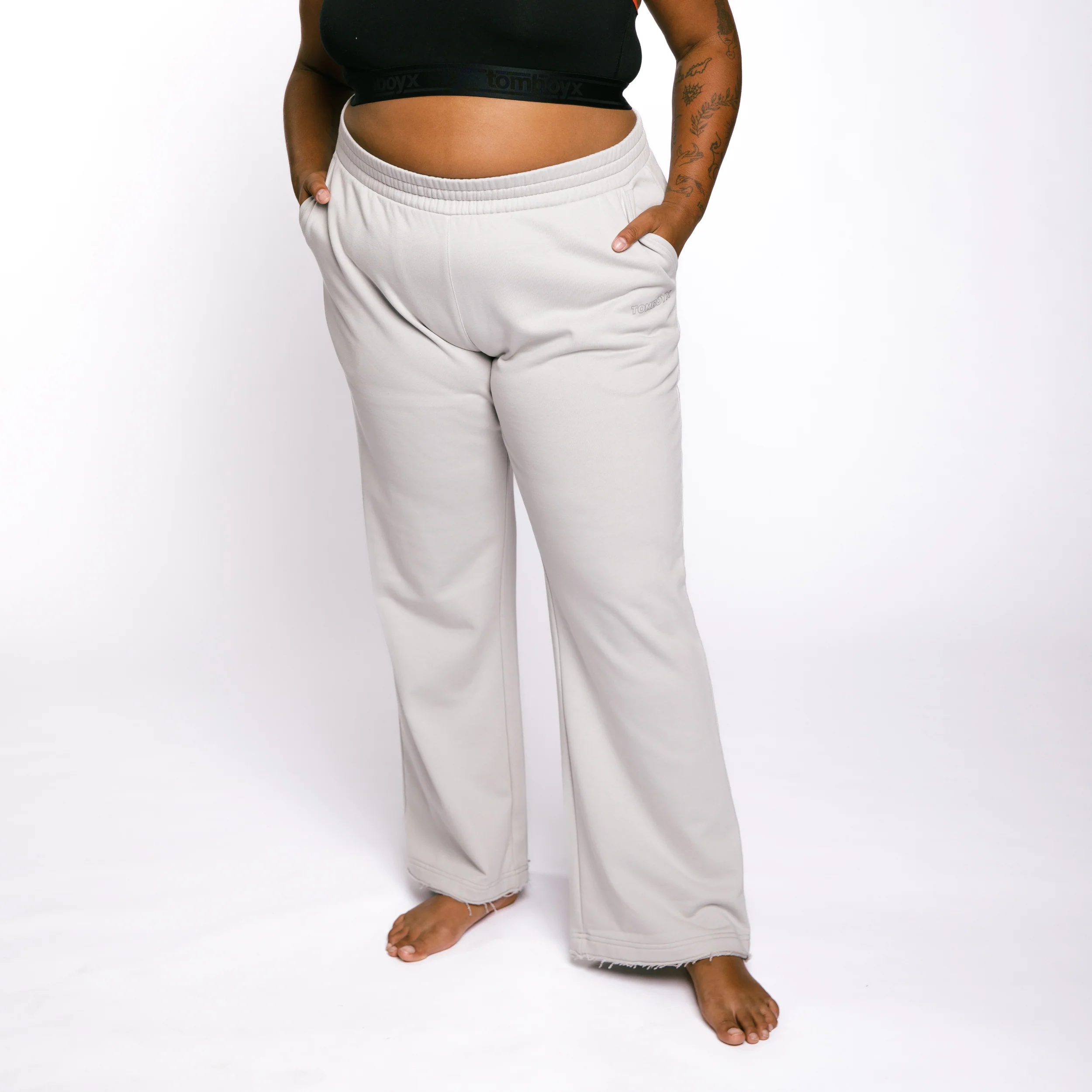 French Terry Flare Pant - Concrete Gray - Image 4