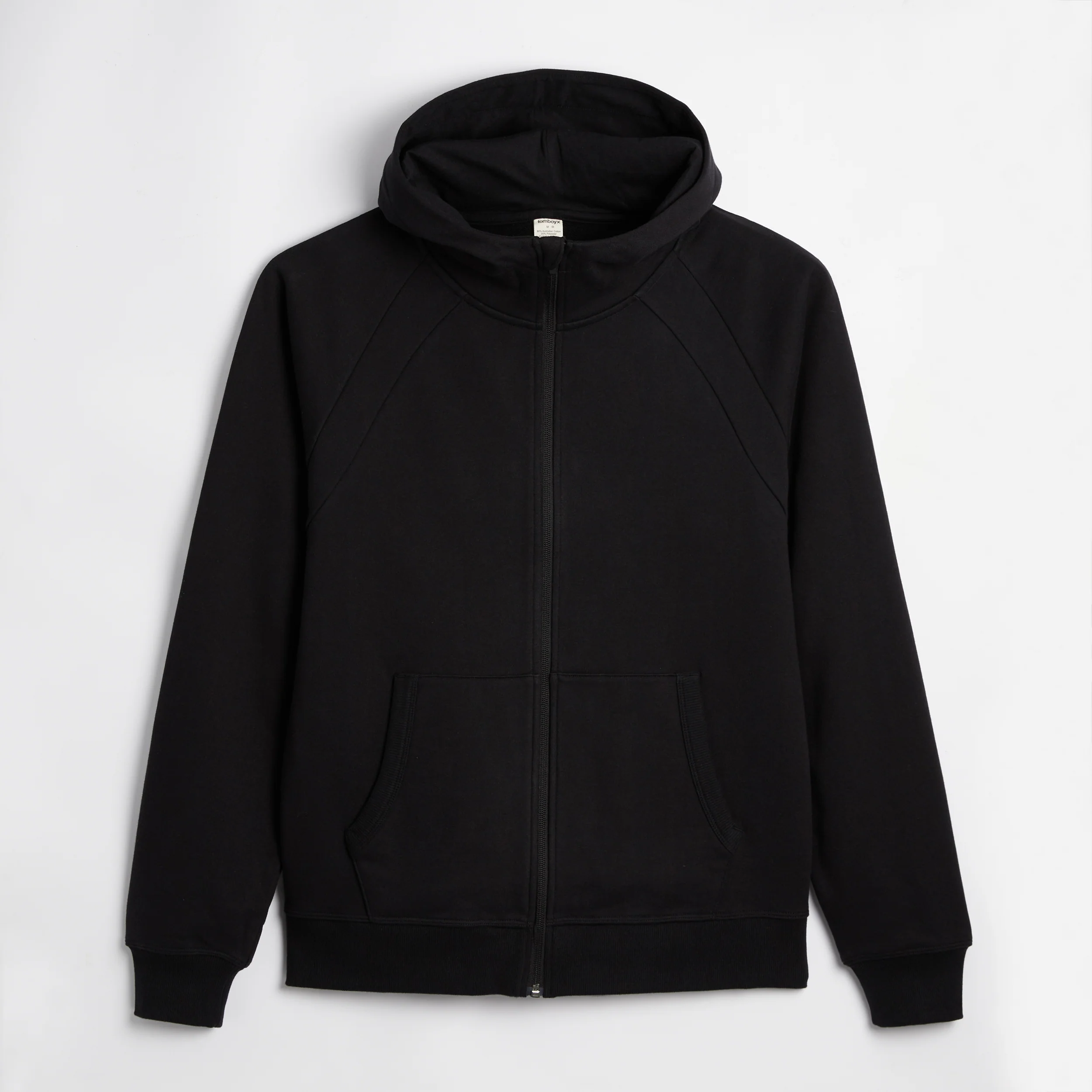 French Terry Full Zip Hoodie - Black