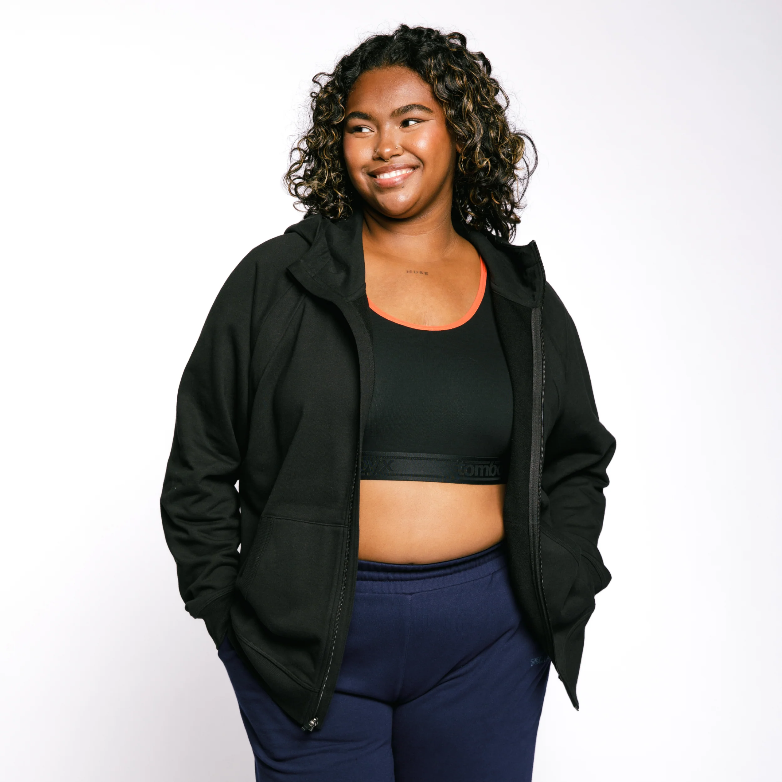 French Terry Full Zip Hoodie - Black - Image 10