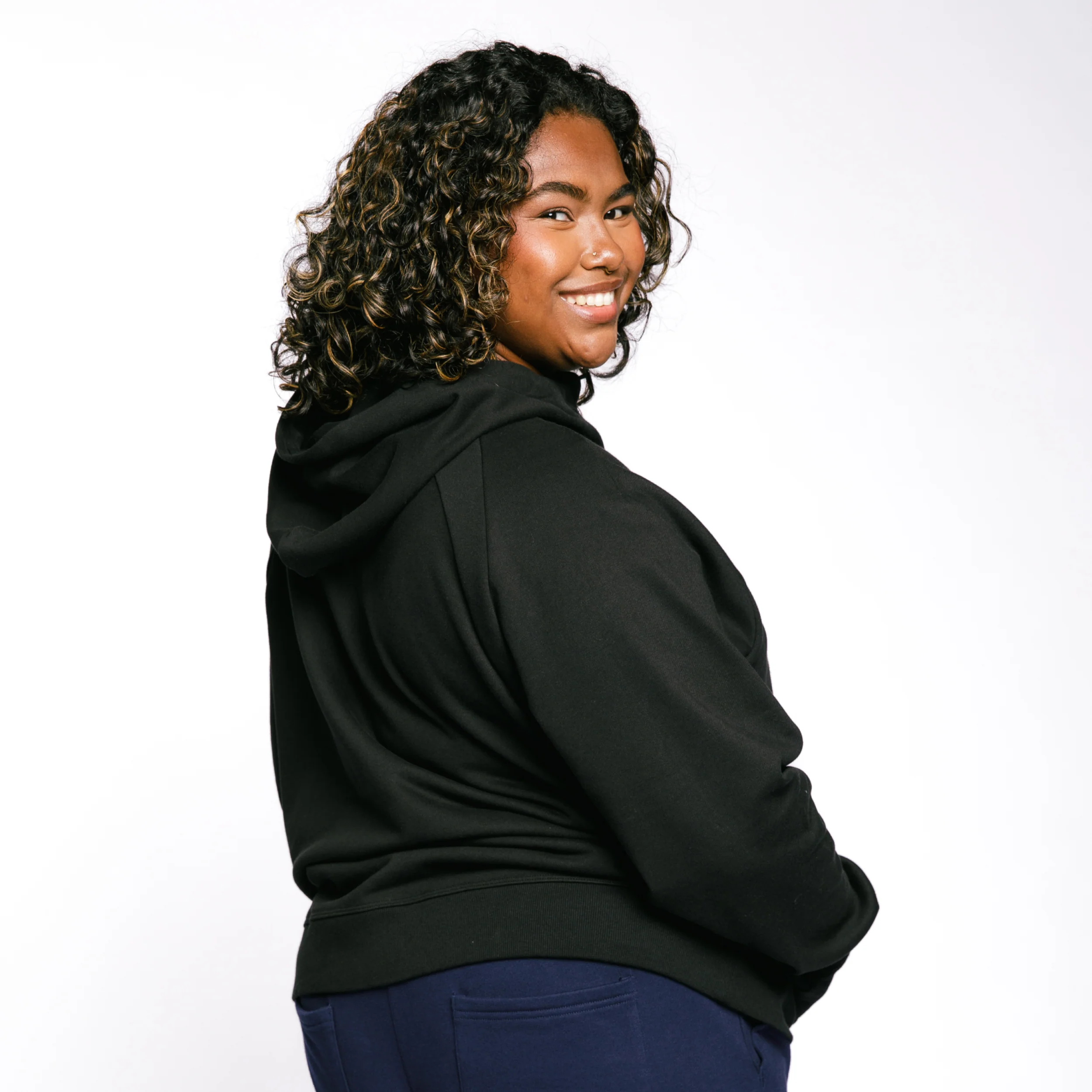 French Terry Full Zip Hoodie - Black - Image 11