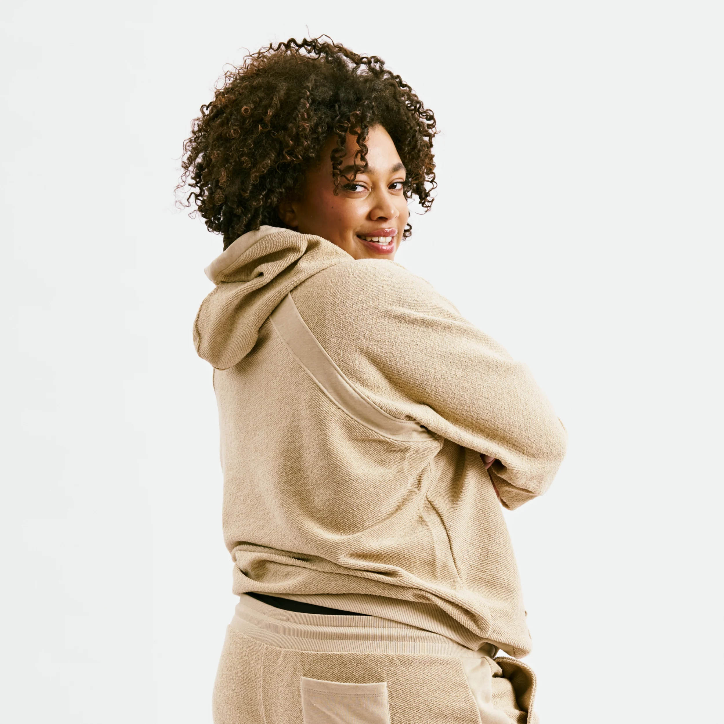 Inside Out French Terry Hoodie - Taupe - Image 2