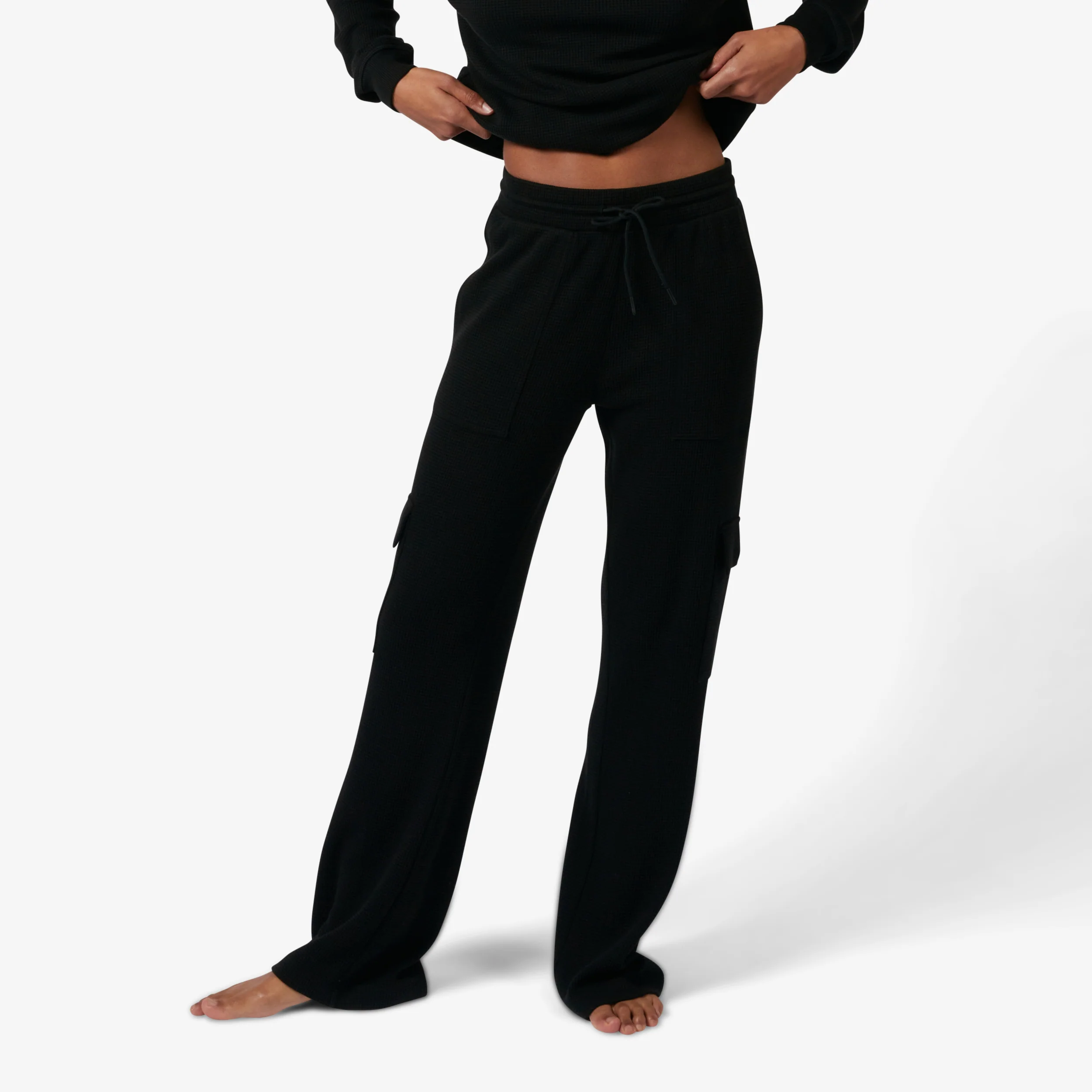 Modal Cloud Waffle Cargo Pant - Black Beauty - Image 6