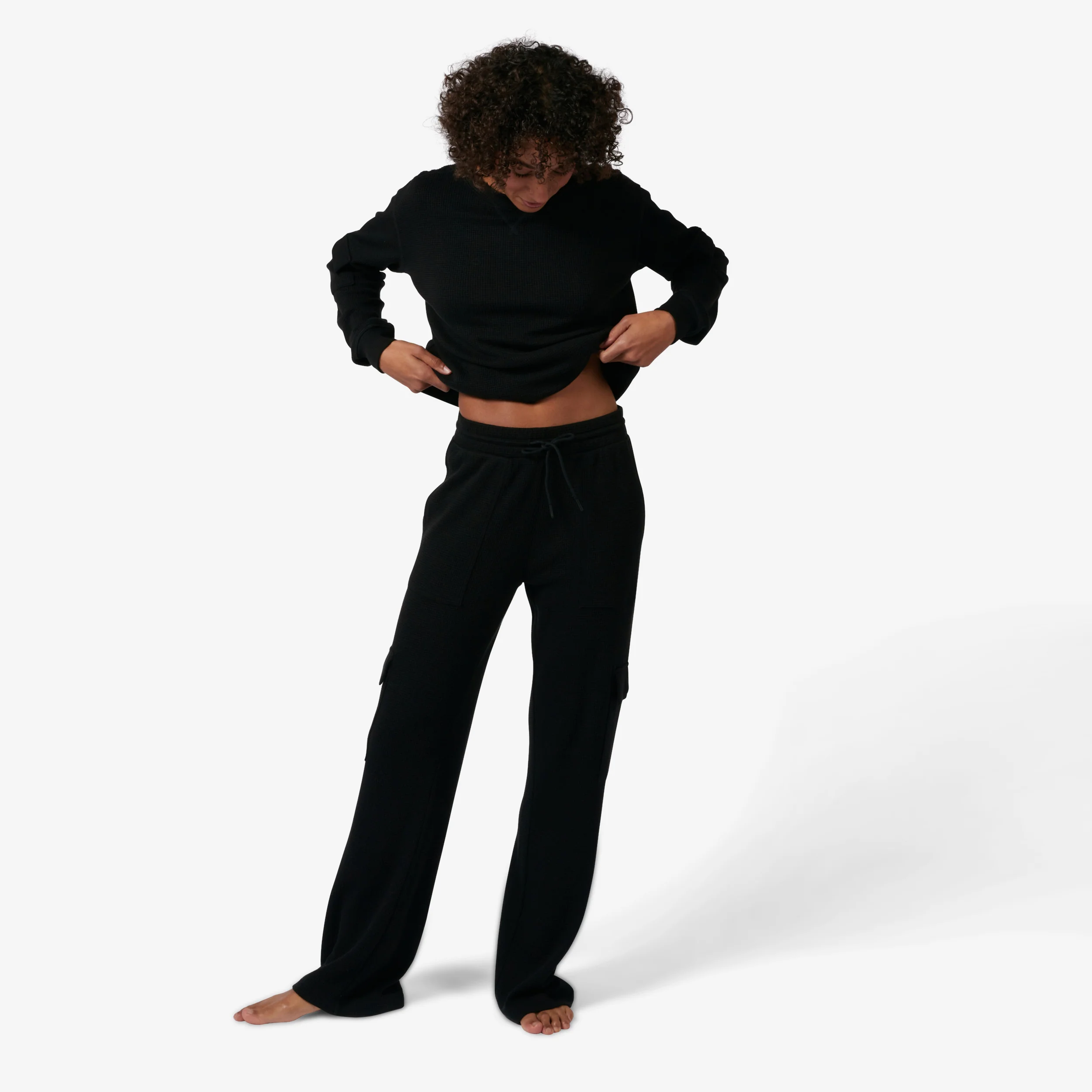 Modal Cloud Waffle Cargo Pant - Black Beauty - Image 7