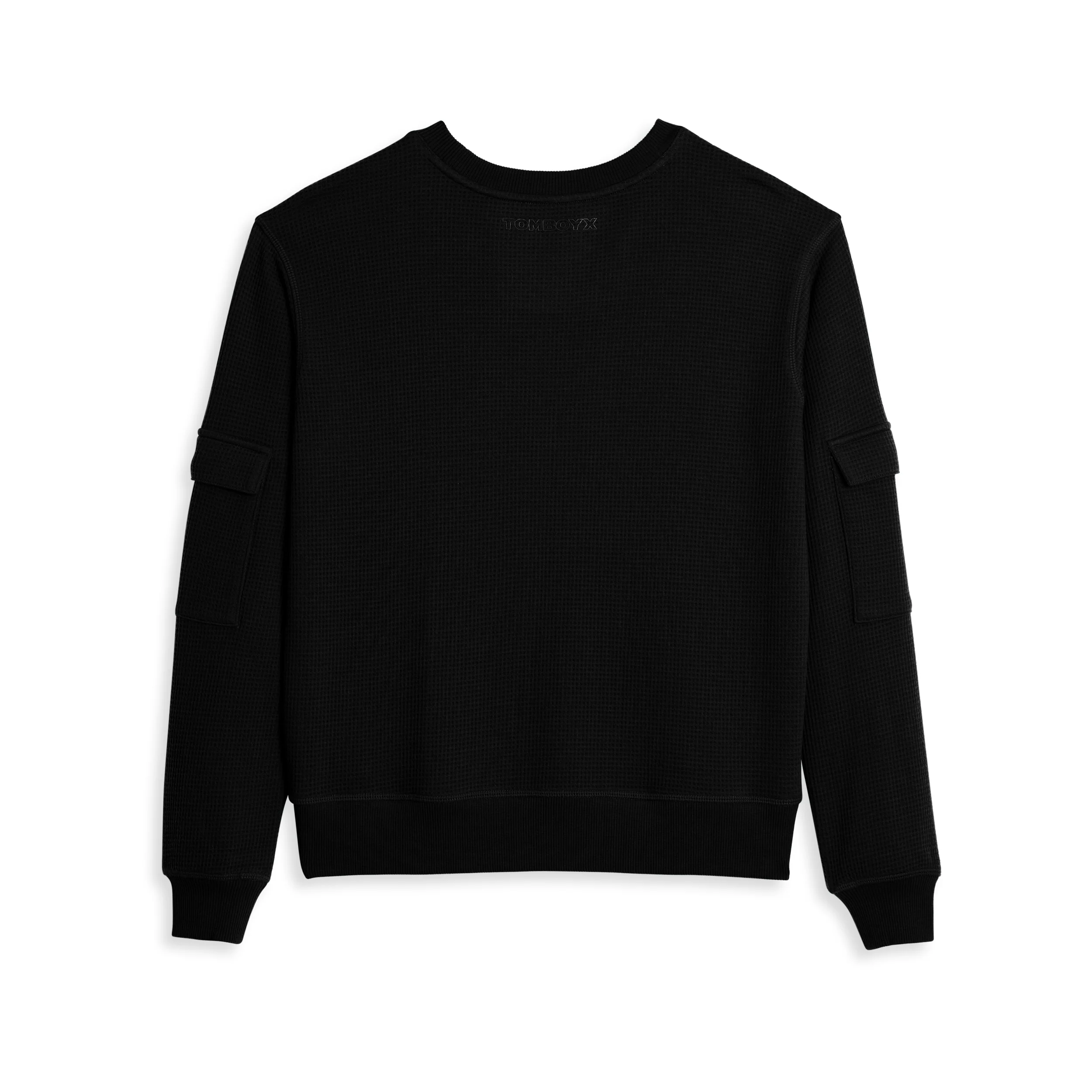 Modal Cloud Waffle Long Sleeve Cargo Crew - Black Beauty - Image 3