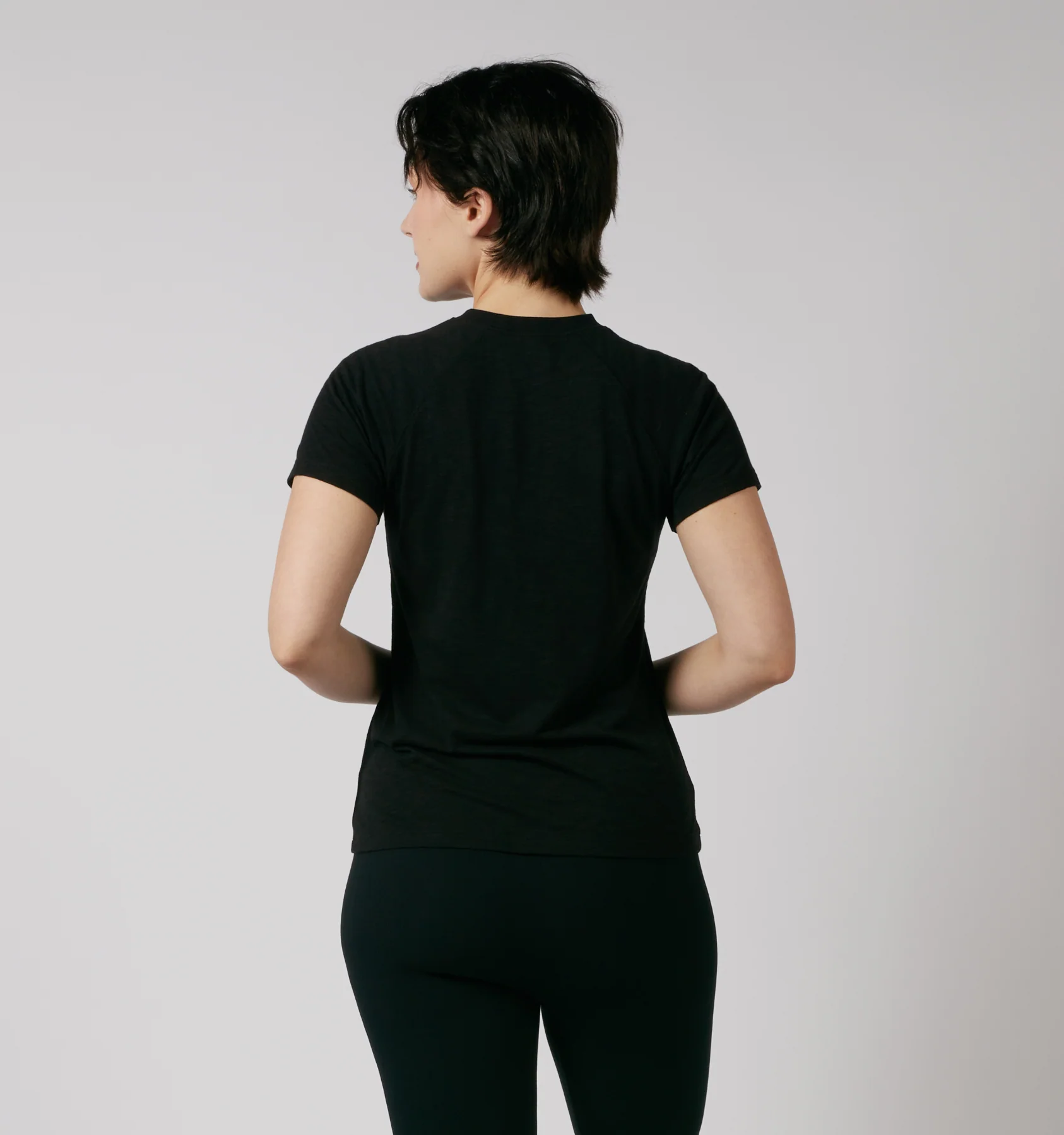Short Sleeve Jersey Slub Raglan Tee - Black - Image 4