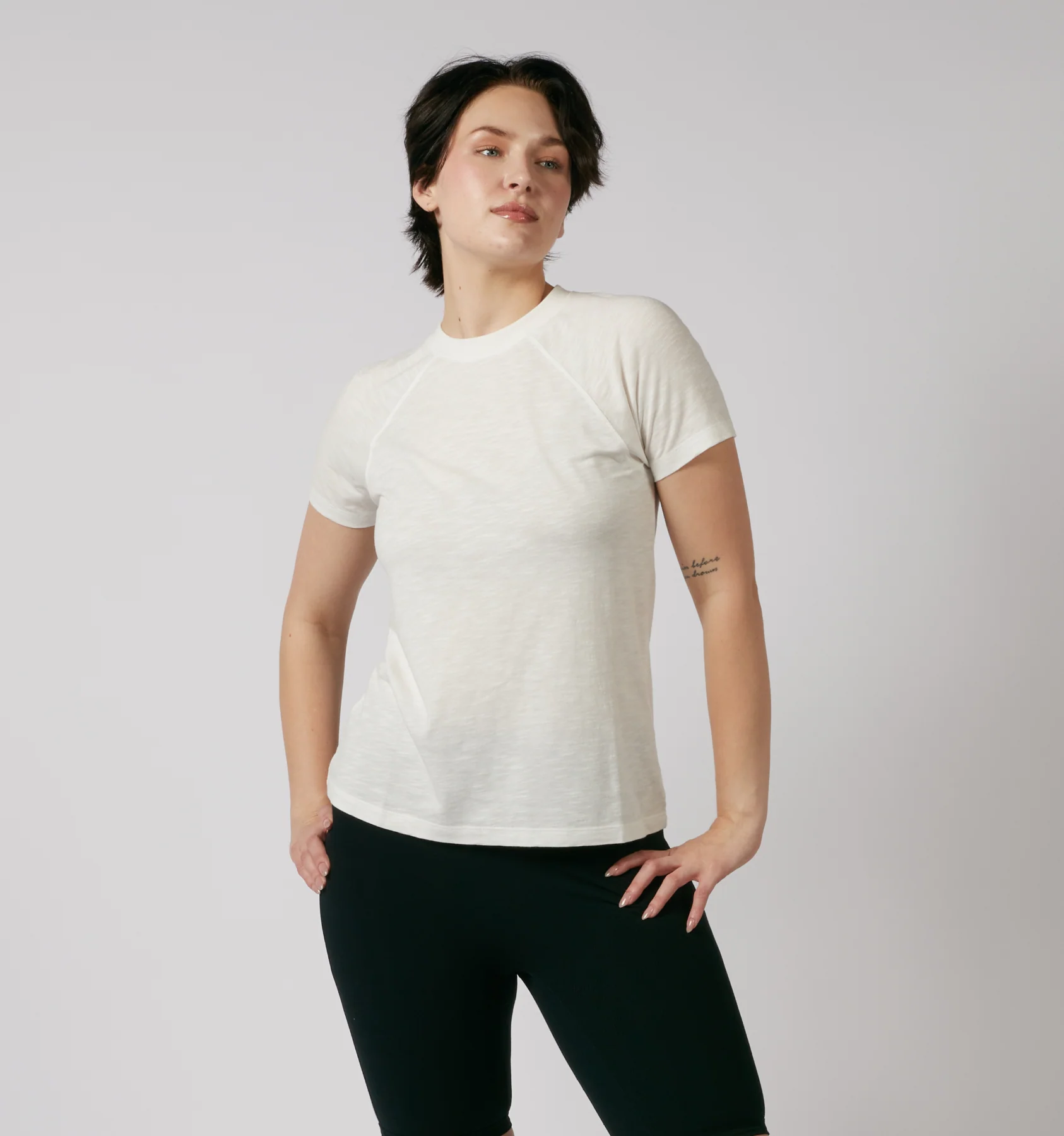 Short Sleeve Jersey Slub Raglan Tee - Natural - Image 3