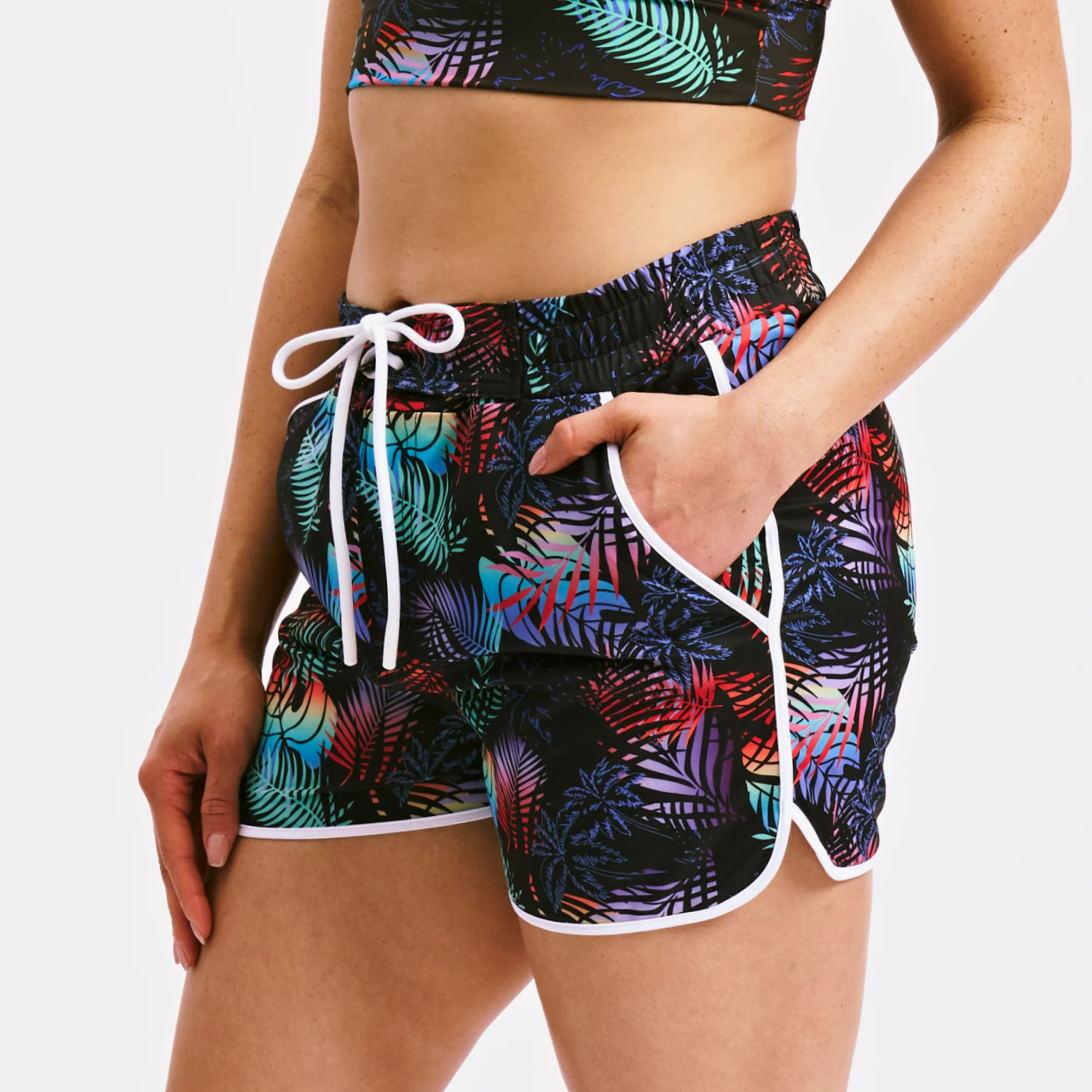 Swim 2.5" High Waisted Board Shortie - Palm Dreams - Image 4