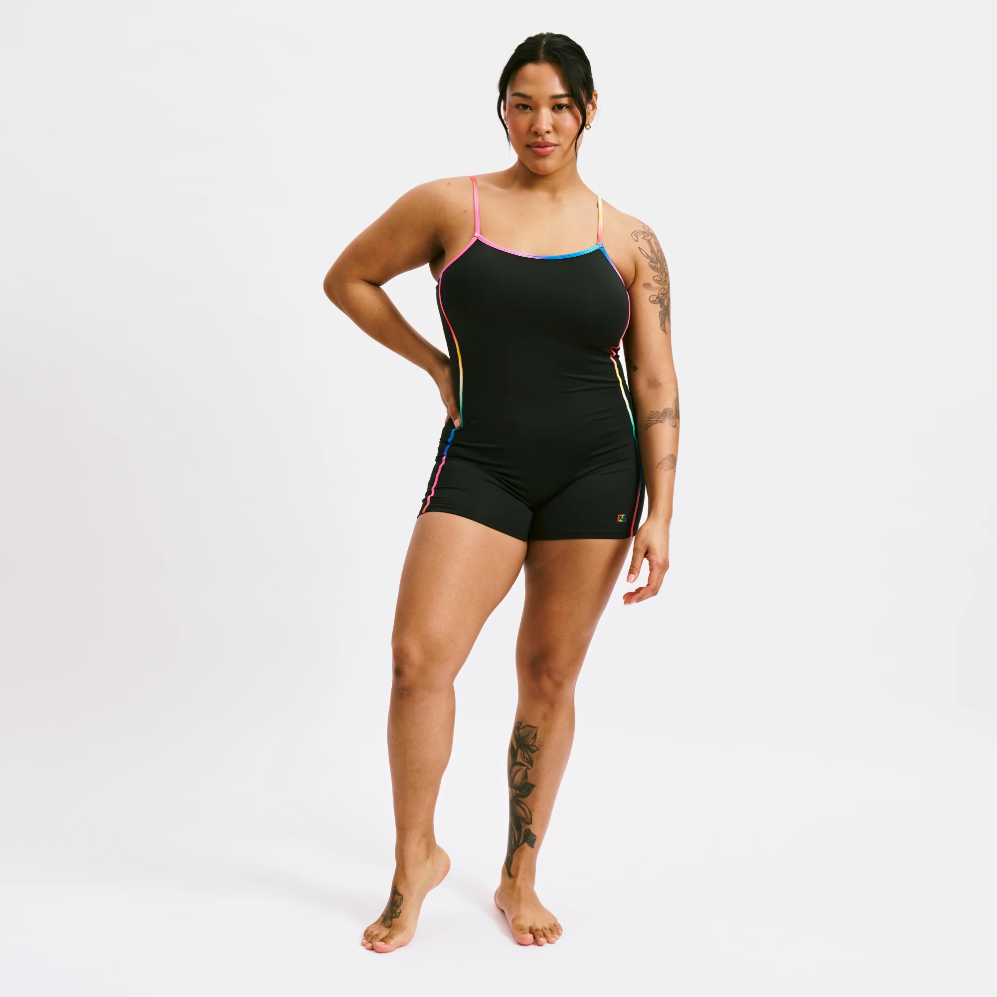 Swim 3.5" Skinny Strap Unisuit - Black Rainbow Ombre - Image 3