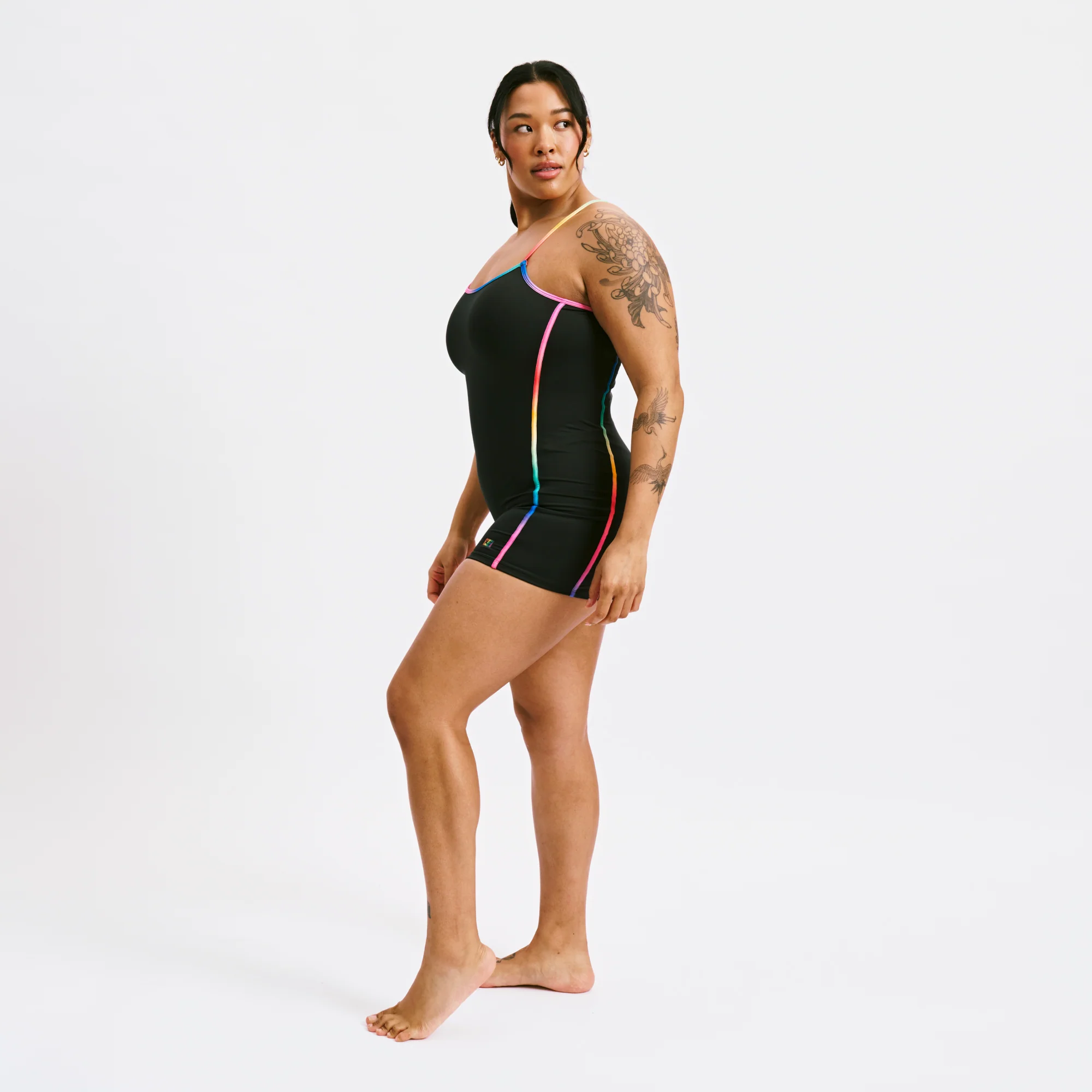 Swim 3.5" Skinny Strap Unisuit - Black Rainbow Ombre - Image 5
