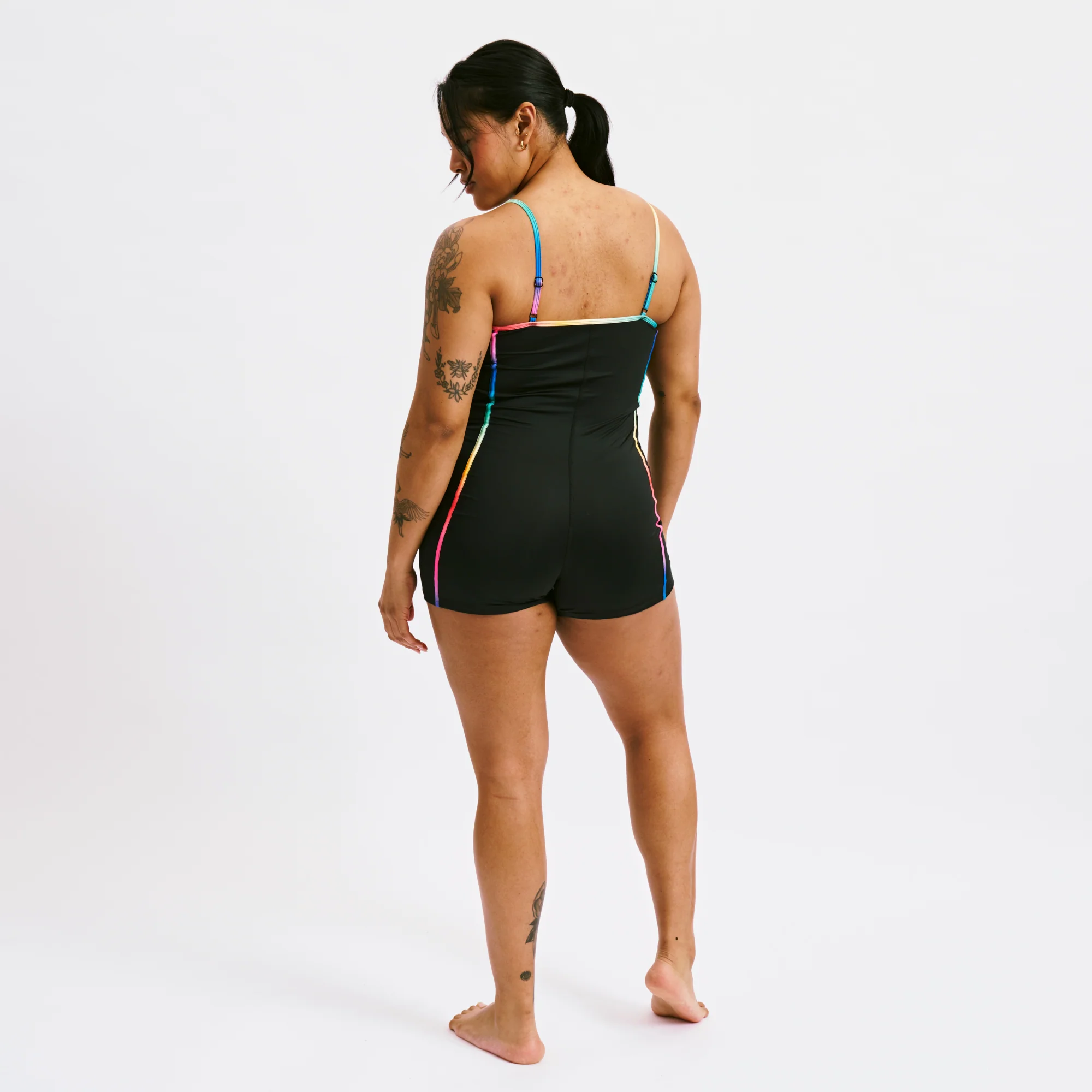 Swim 3.5" Skinny Strap Unisuit - Black Rainbow Ombre - Image 6