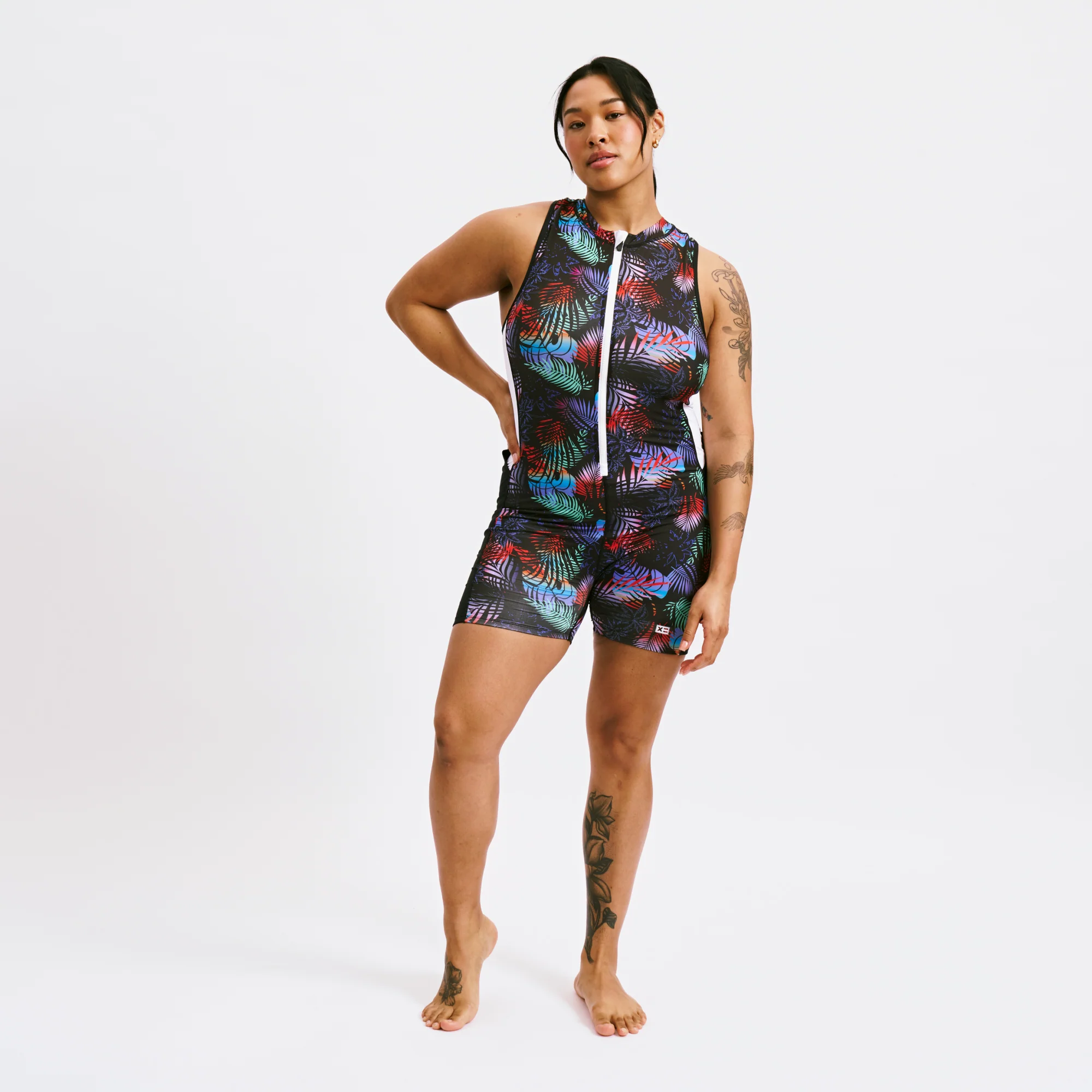Swim 4.5" Zip Up Unisuit - Palm Dreams - Image 3