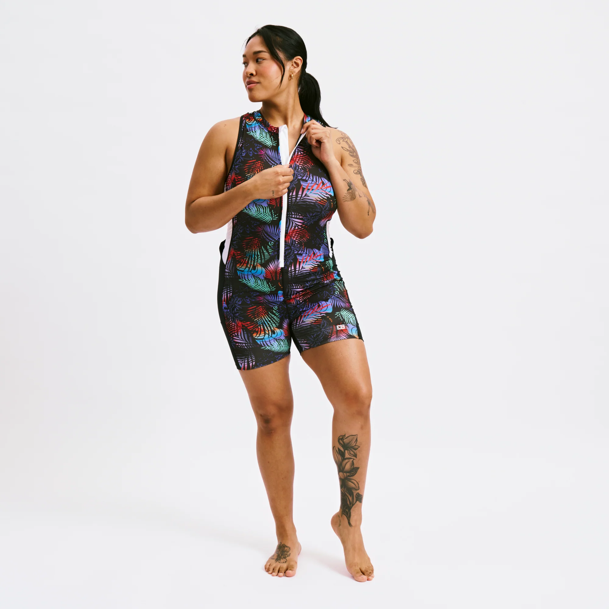 Swim 4.5" Zip Up Unisuit - Palm Dreams - Image 4