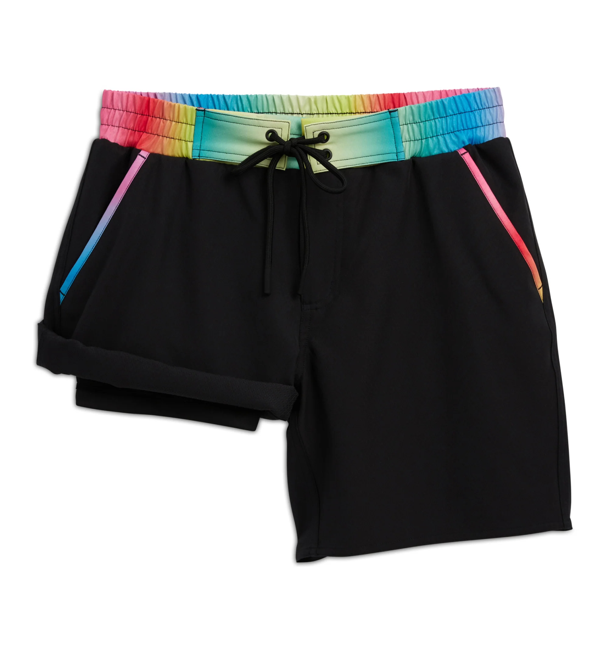 Swim 7" Heritage Board Shorts Heavy Weight - Black Rainbow Ombre - Image 2
