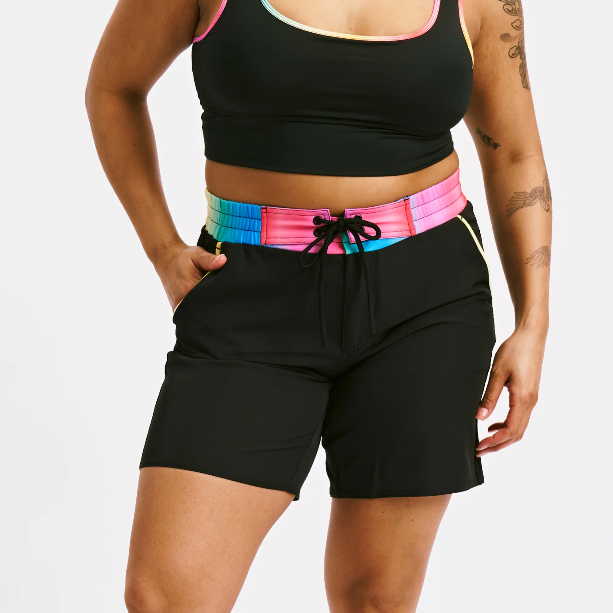 Swim 7" Heritage Board Shorts Heavy Weight - Black Rainbow Ombre - Image 3
