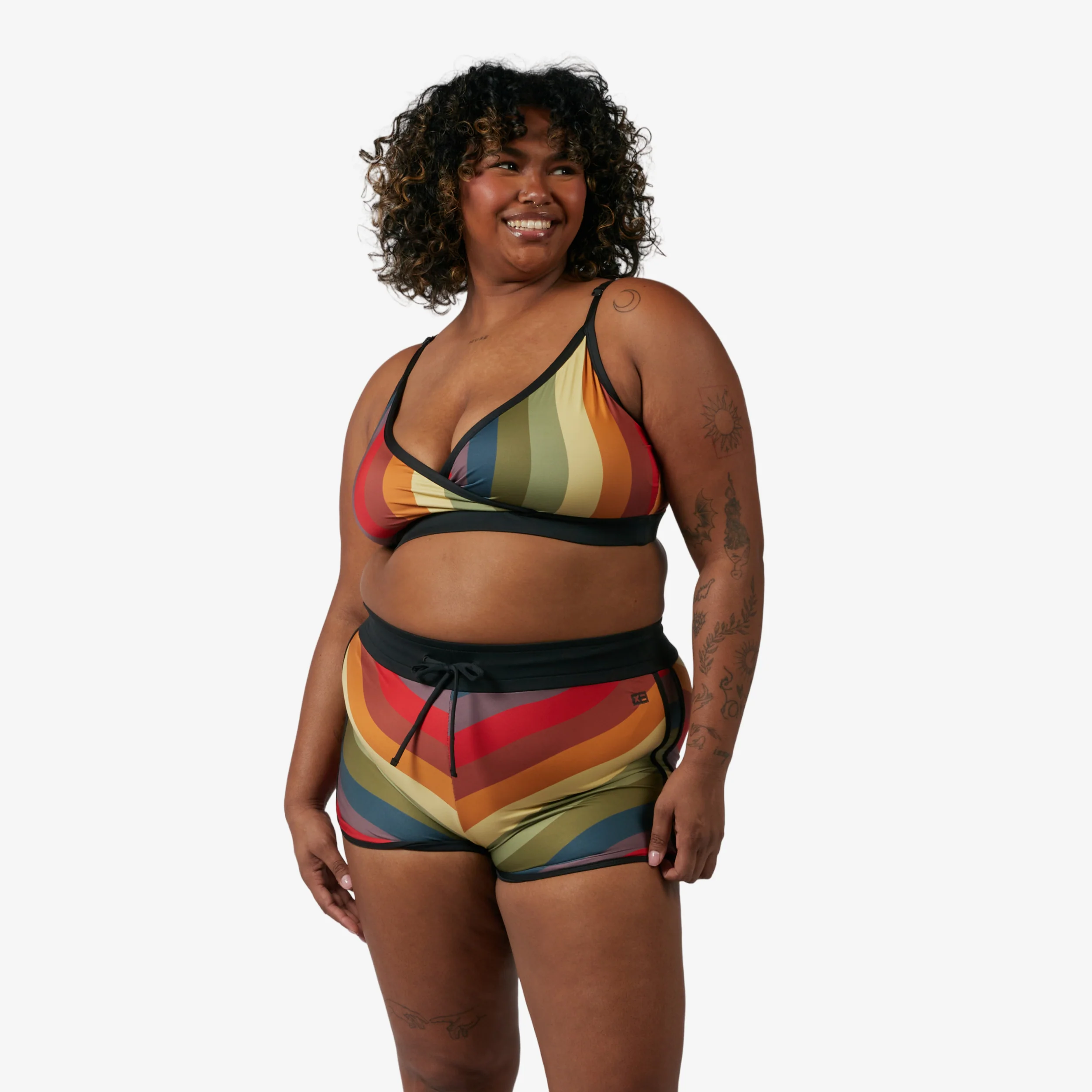 Swim High Waisted Boy Short - Rainbow Wave - Image 4