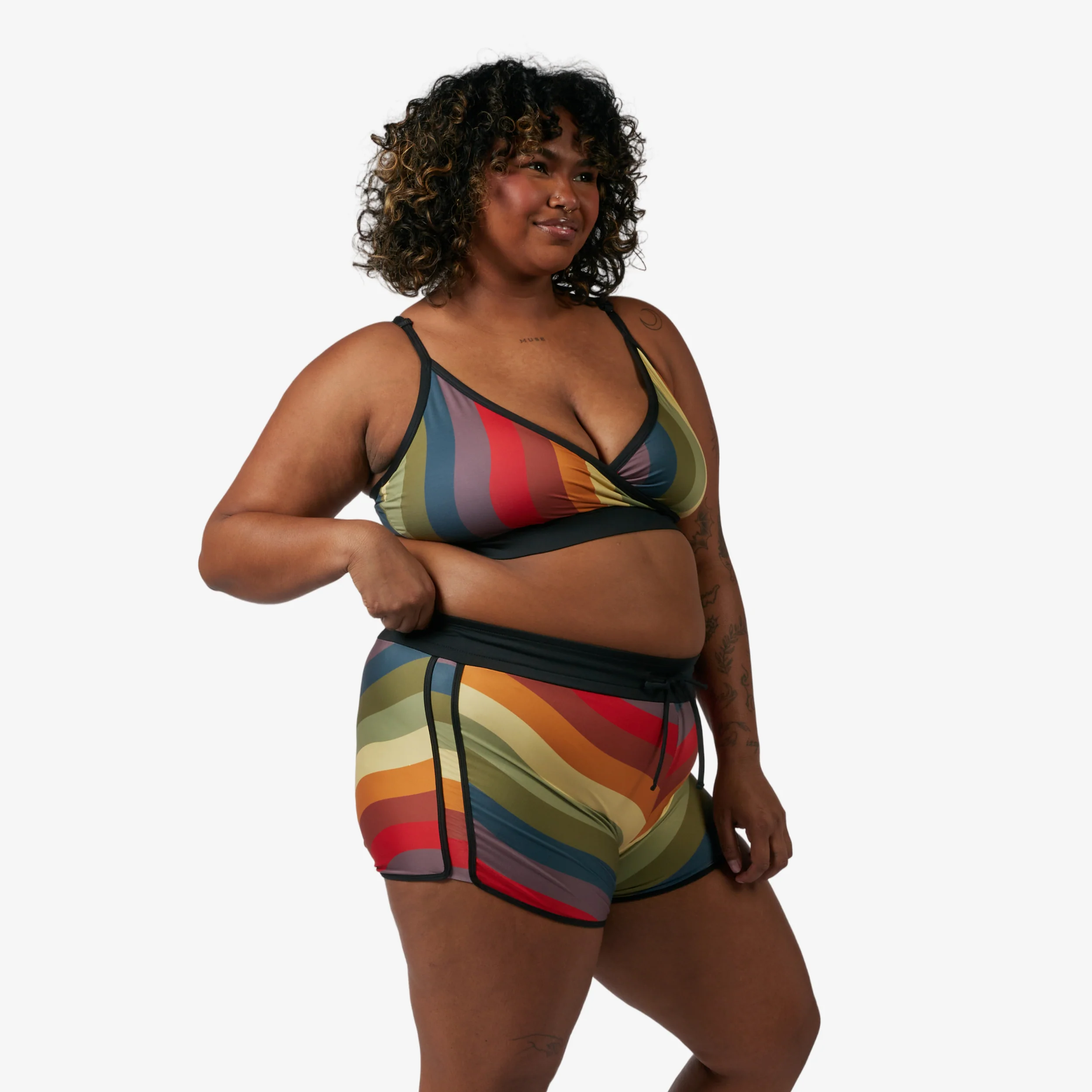 Swim High Waisted Boy Short - Rainbow Wave - Image 5
