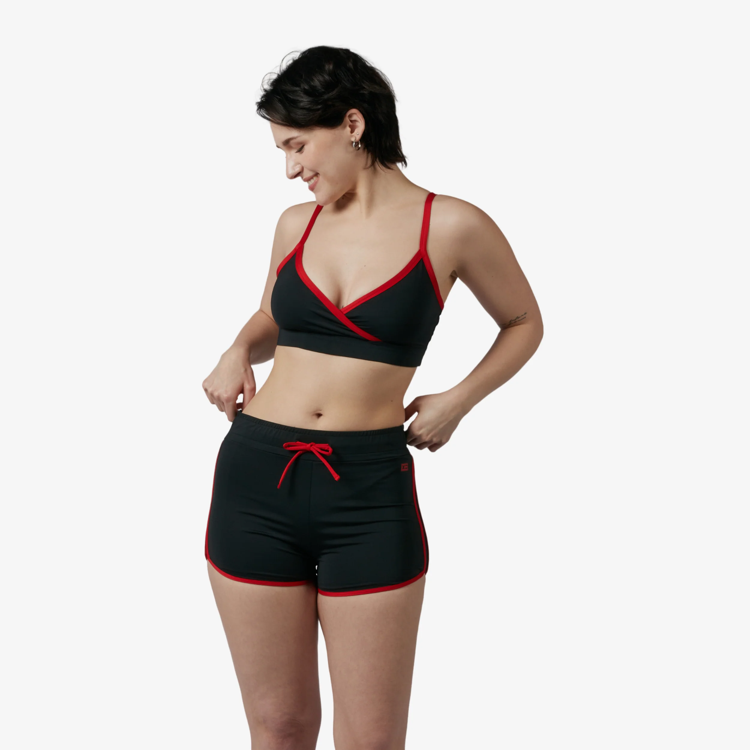 Swim High Waisted Boy Short - Red Edge - Image 4