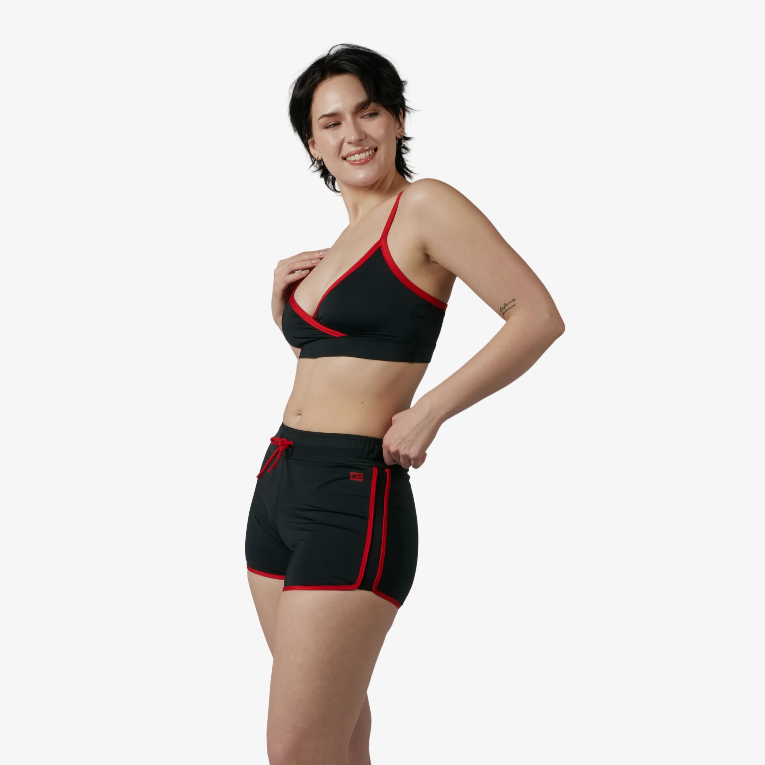 Swim High Waisted Boy Short - Red Edge - Image 5