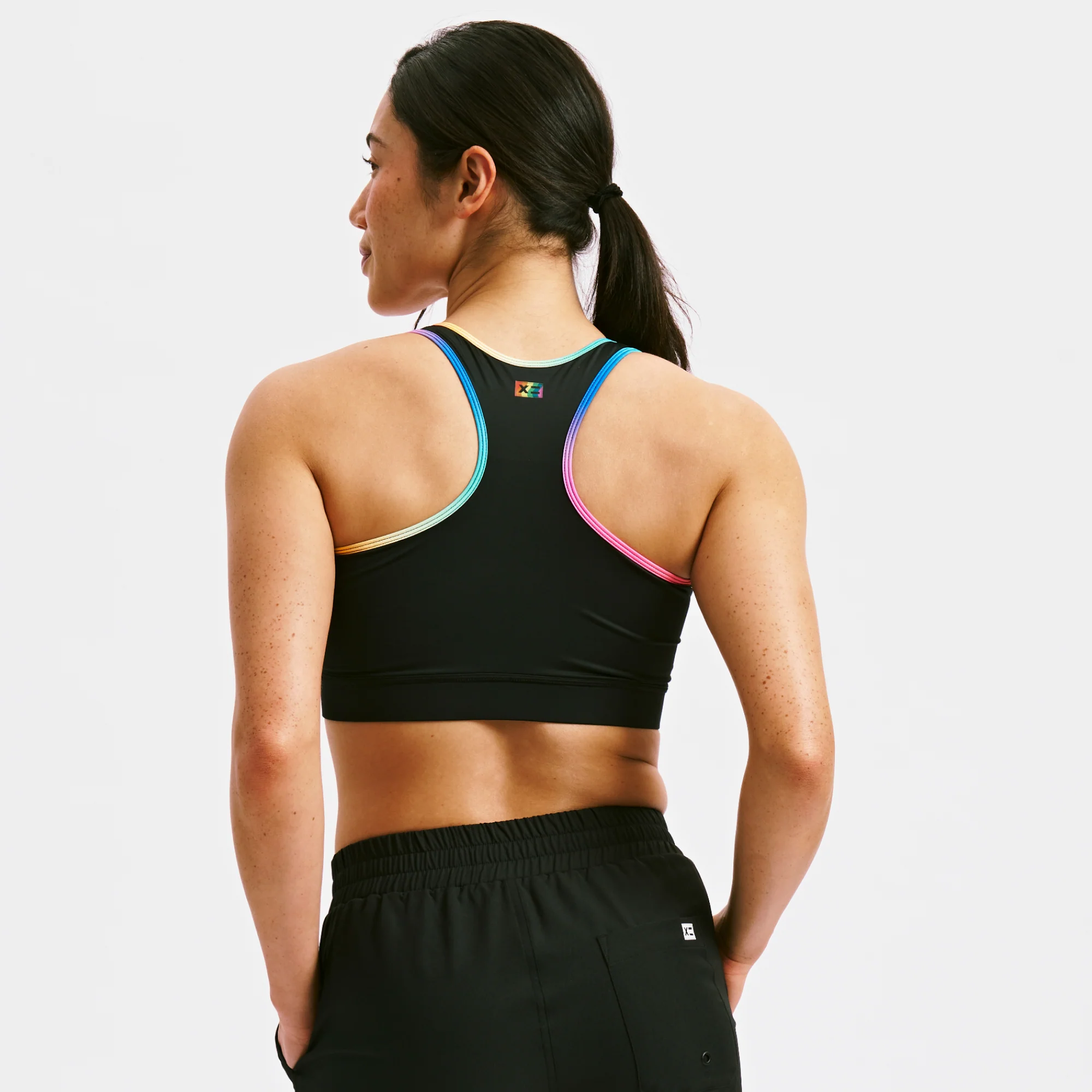Swim Racerback Zip Compression Top - Black Rainbow Ombre - Image 5