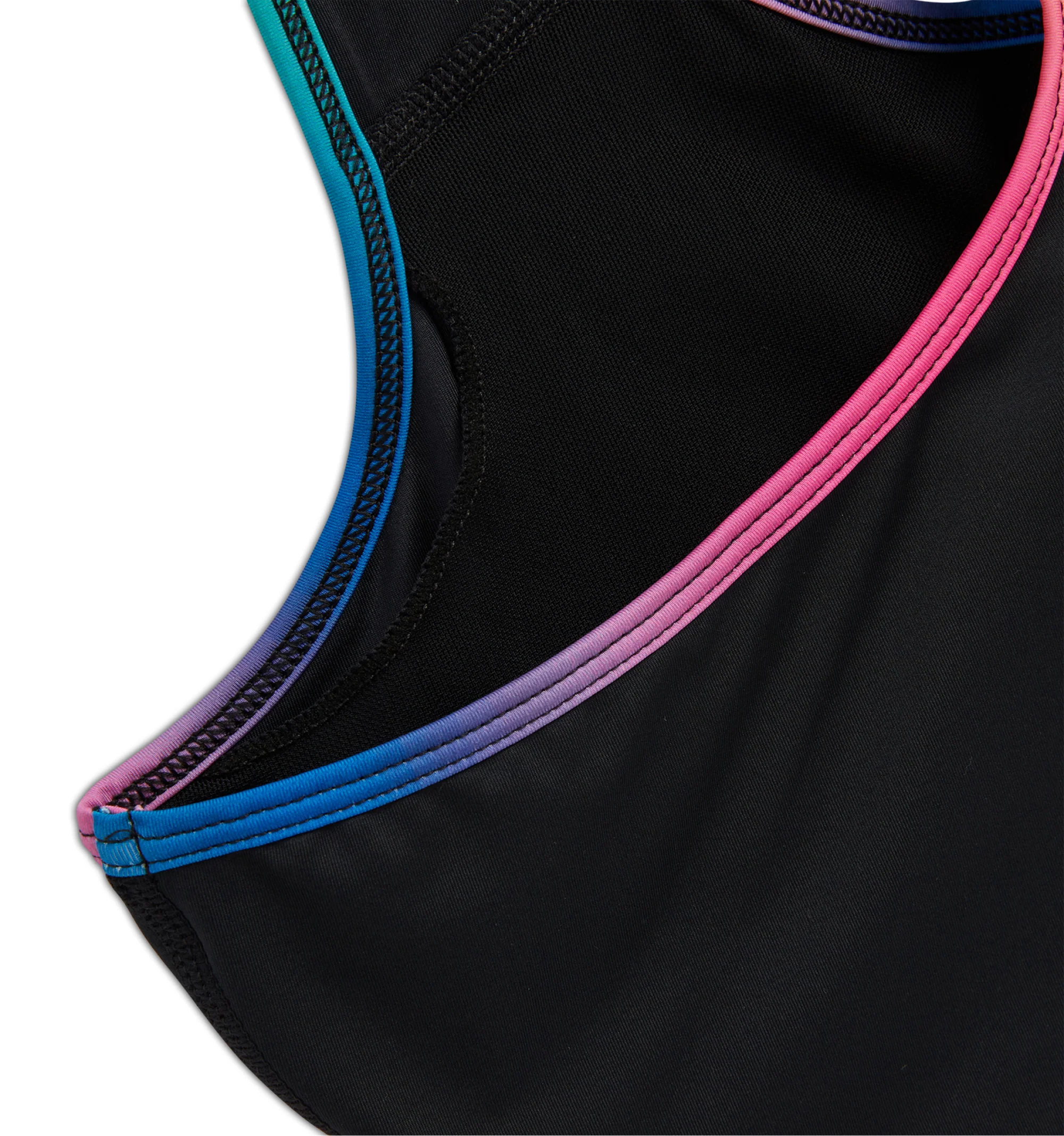 Swim Racerback Zip Compression Top - Black Rainbow Ombre - Image 6