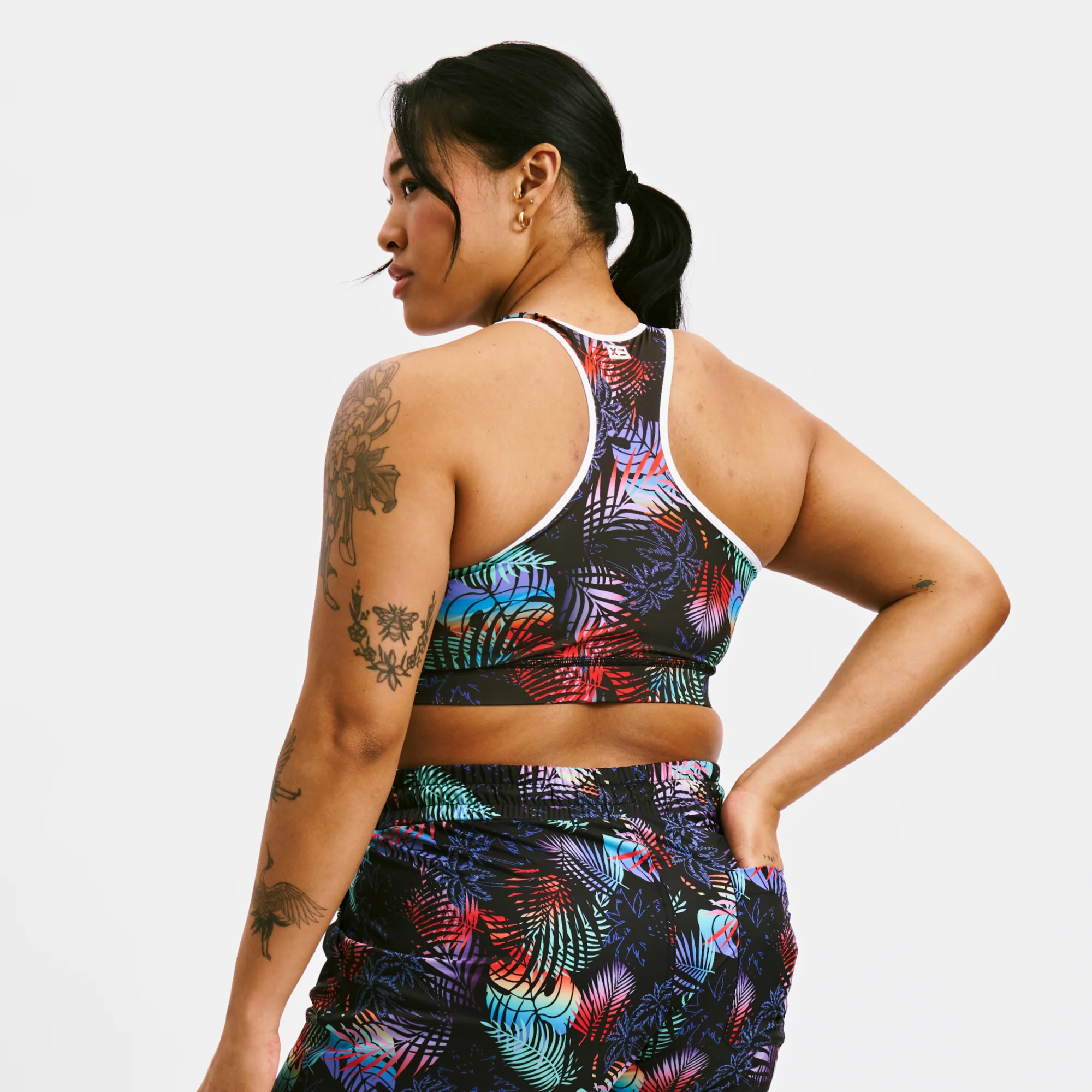 Swim Racerback Zip Compression Top - Palm Dreams - Image 5