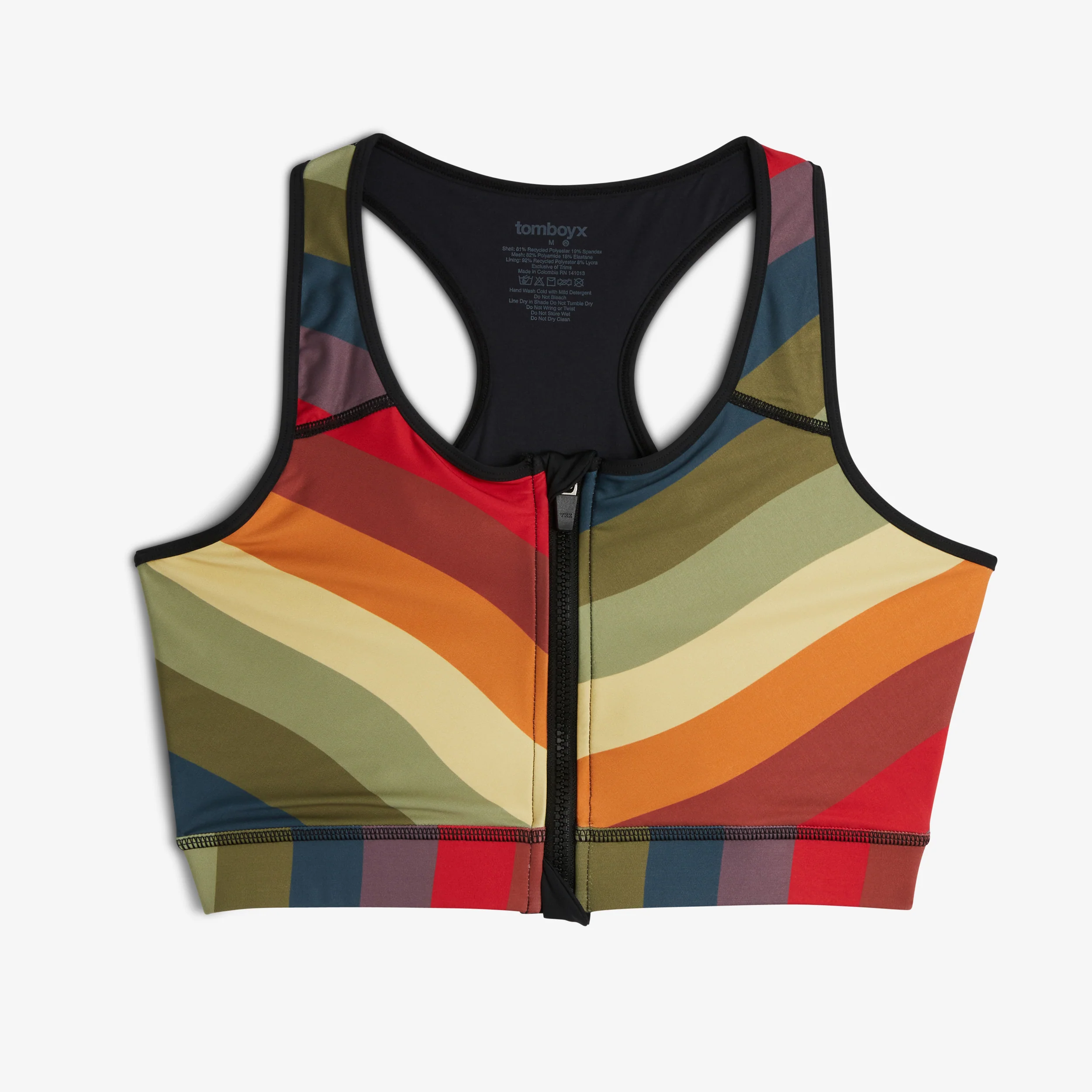 Swim Racerback Zip Compression Top - Rainbow Wave