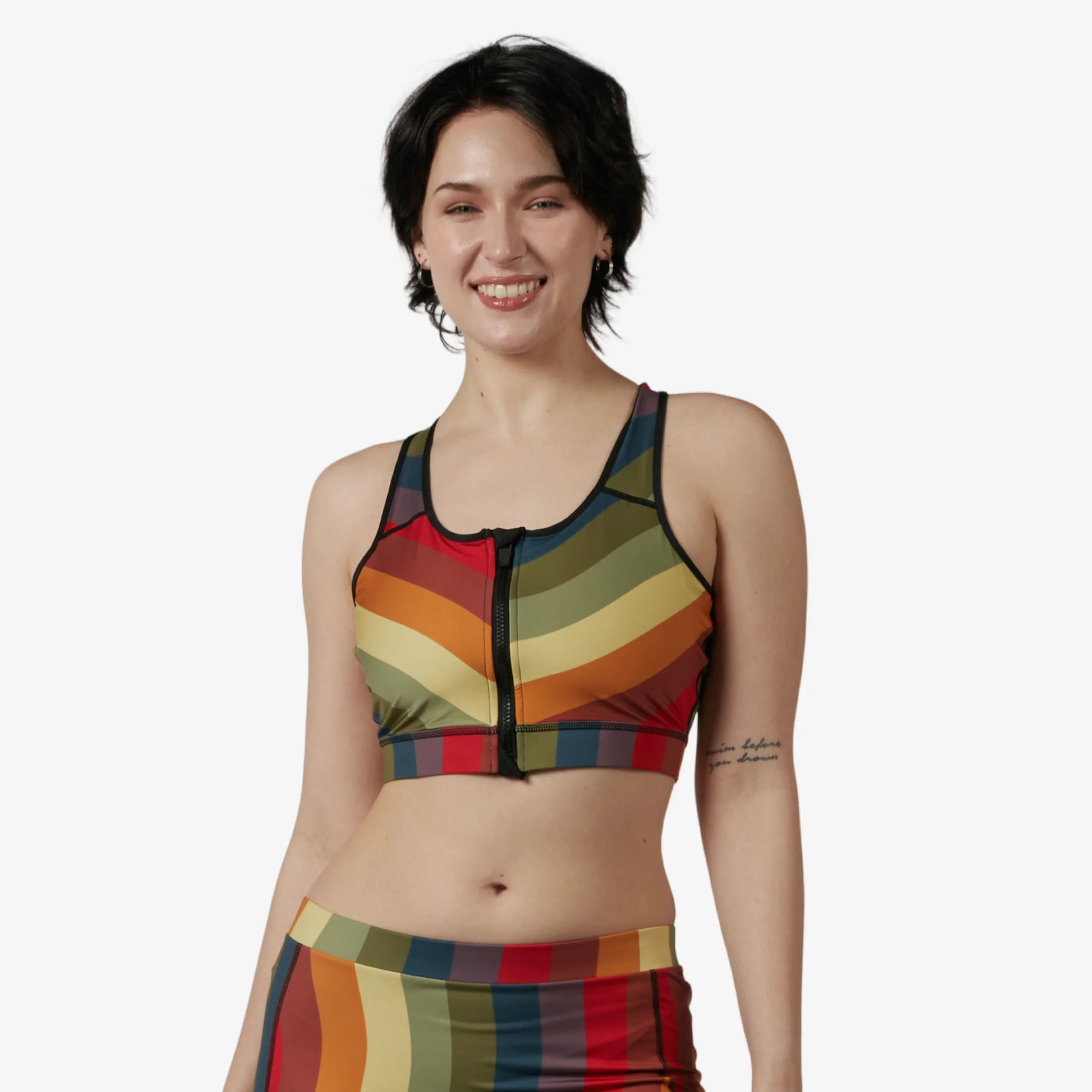 Swim Racerback Zip Compression Top - Rainbow Wave - Image 4