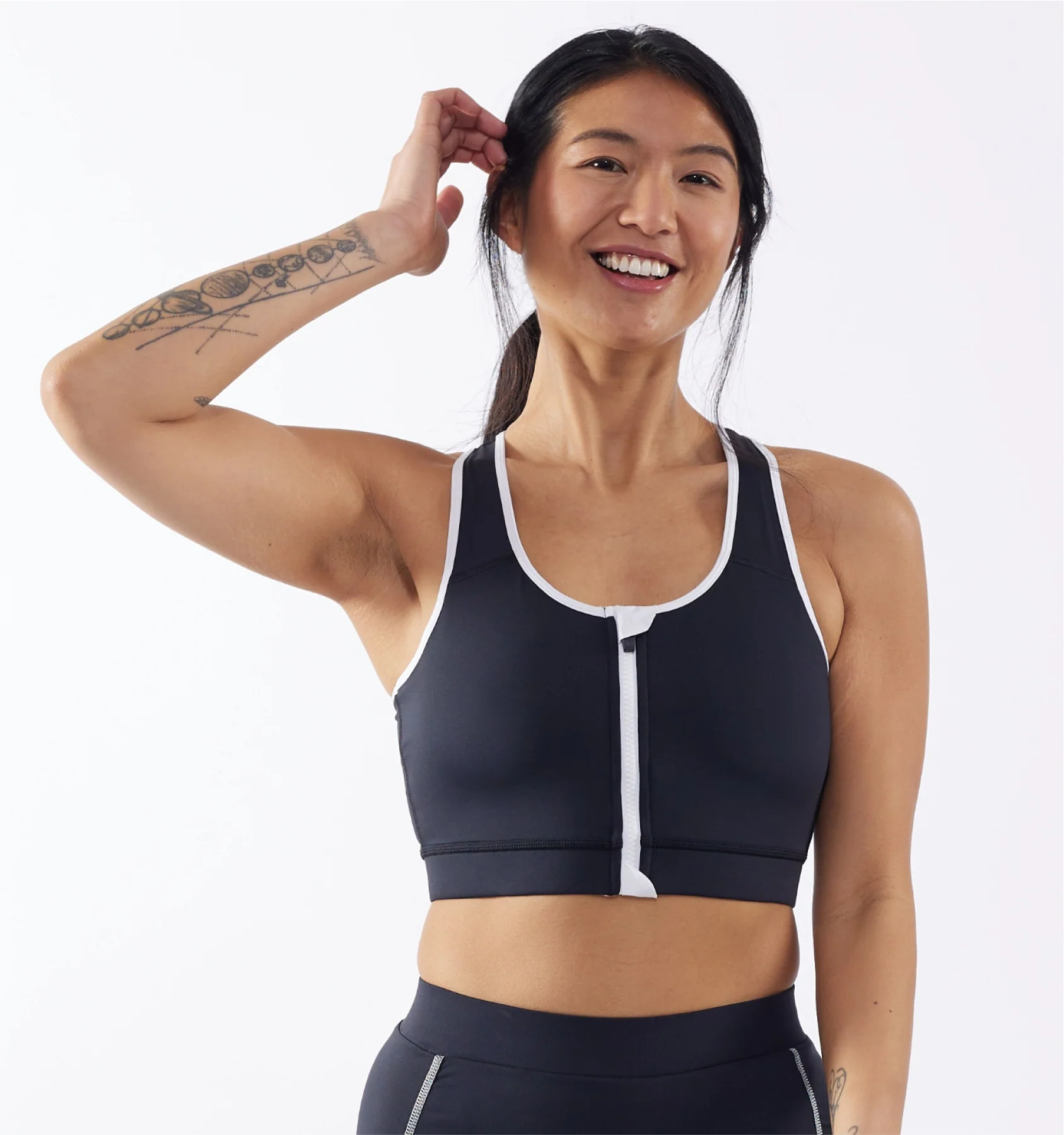 Swim Racerback Zip Compression Top - Black Novelty - Image 3