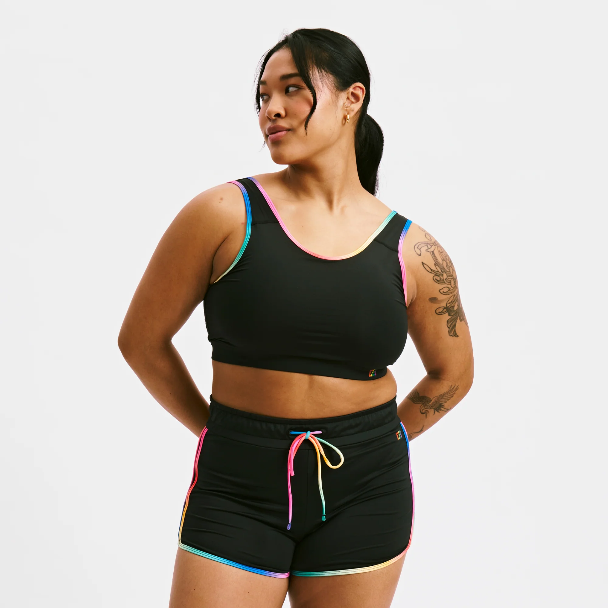 Swim Sport Compression Top - Black Rainbow Ombre - Image 3