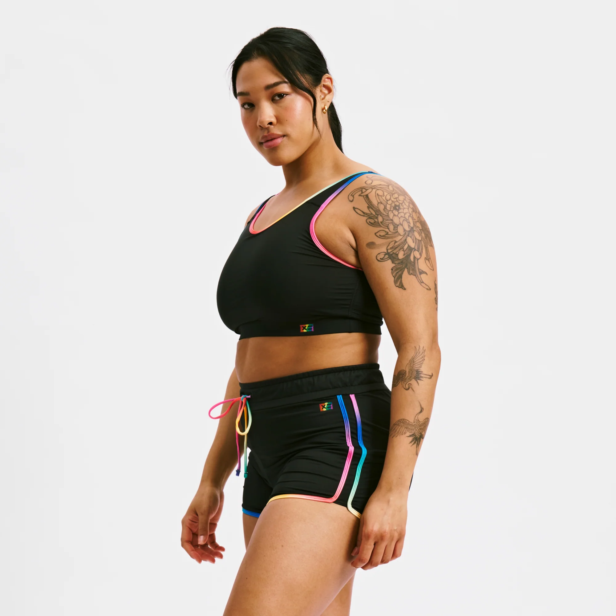 Swim Sport Compression Top - Black Rainbow Ombre - Image 4