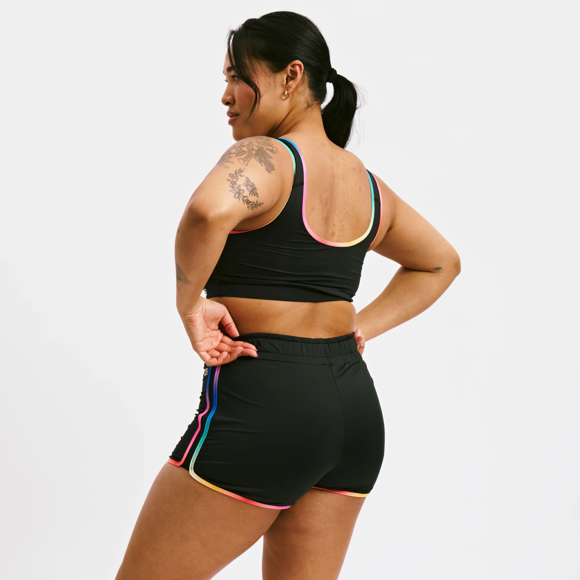 Swim Sport Compression Top - Black Rainbow Ombre - Image 5